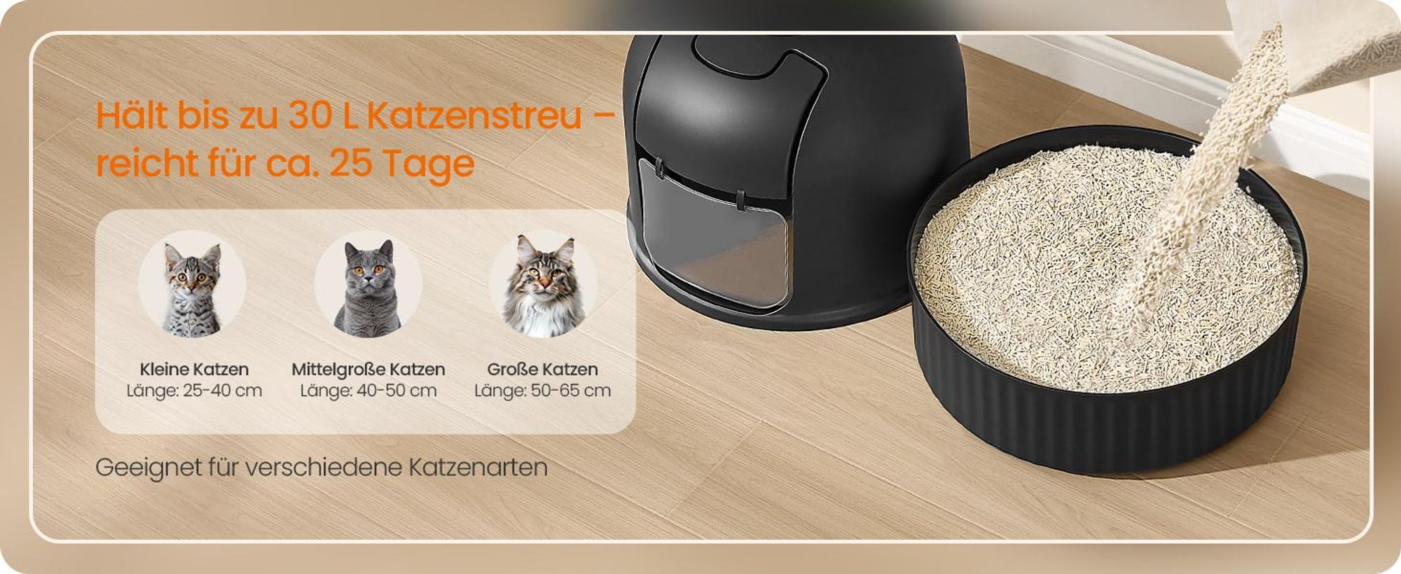 FEANDREA Katzentoilette mit Tür, Blumentopf, verstecktes Katzenklo für Wohnzimmer, mit Filter, schwarz