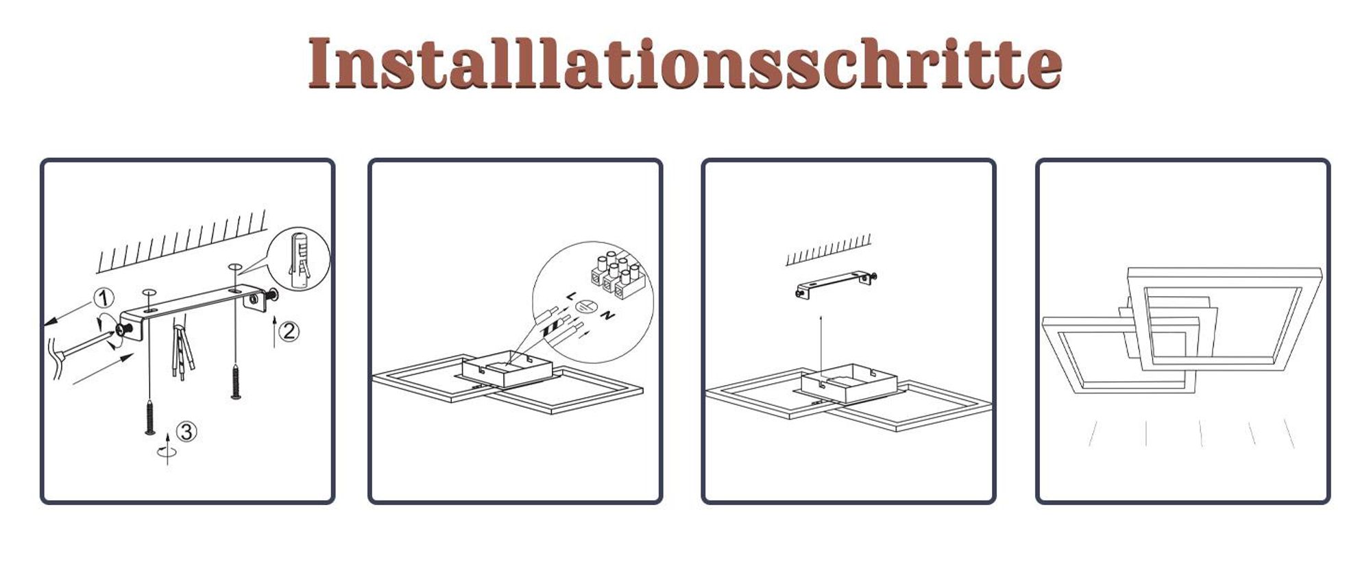 ZMH Deckenlampe LED Deckenleuchte Modern Küchenlampe 24W Flurlampe 3000K Schlafzimmerlampe Deckenbeleuchtung Eckig Weiß für Wohnzimmer Flur