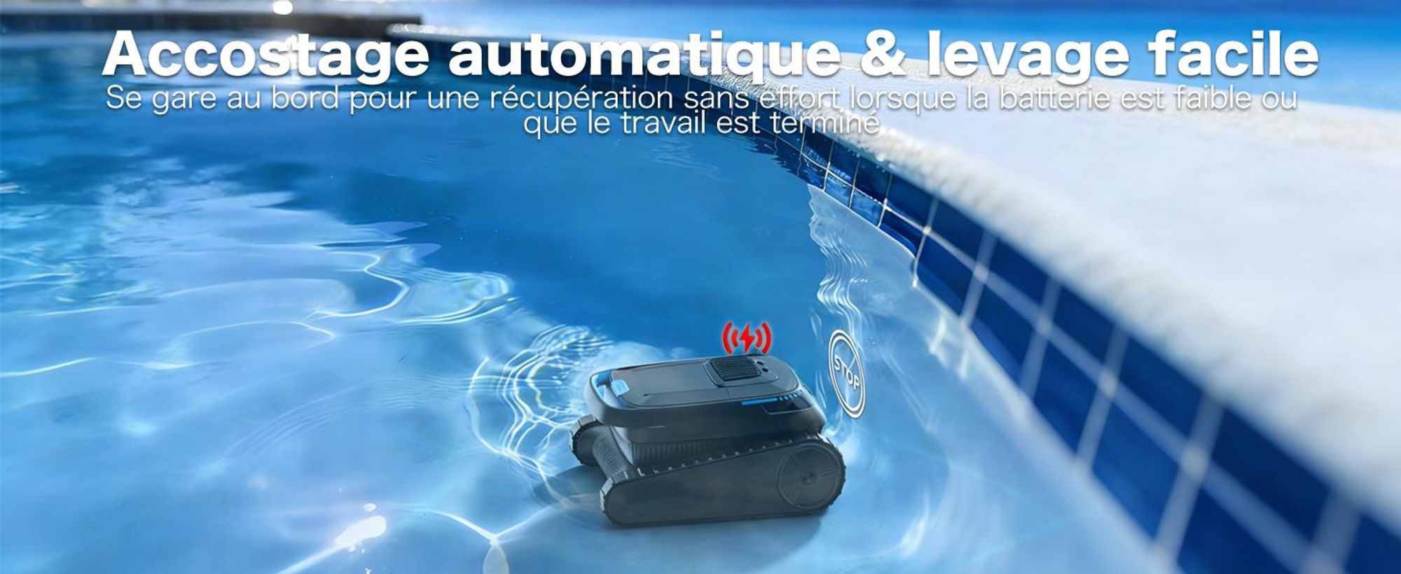 Robot de piscine AIRROBO CP20 Sans fil Aspirateur de piscine Stationnement automatique et escalade murale, 3 moteurs 120 min, pour sol/mur/ligne d'eau