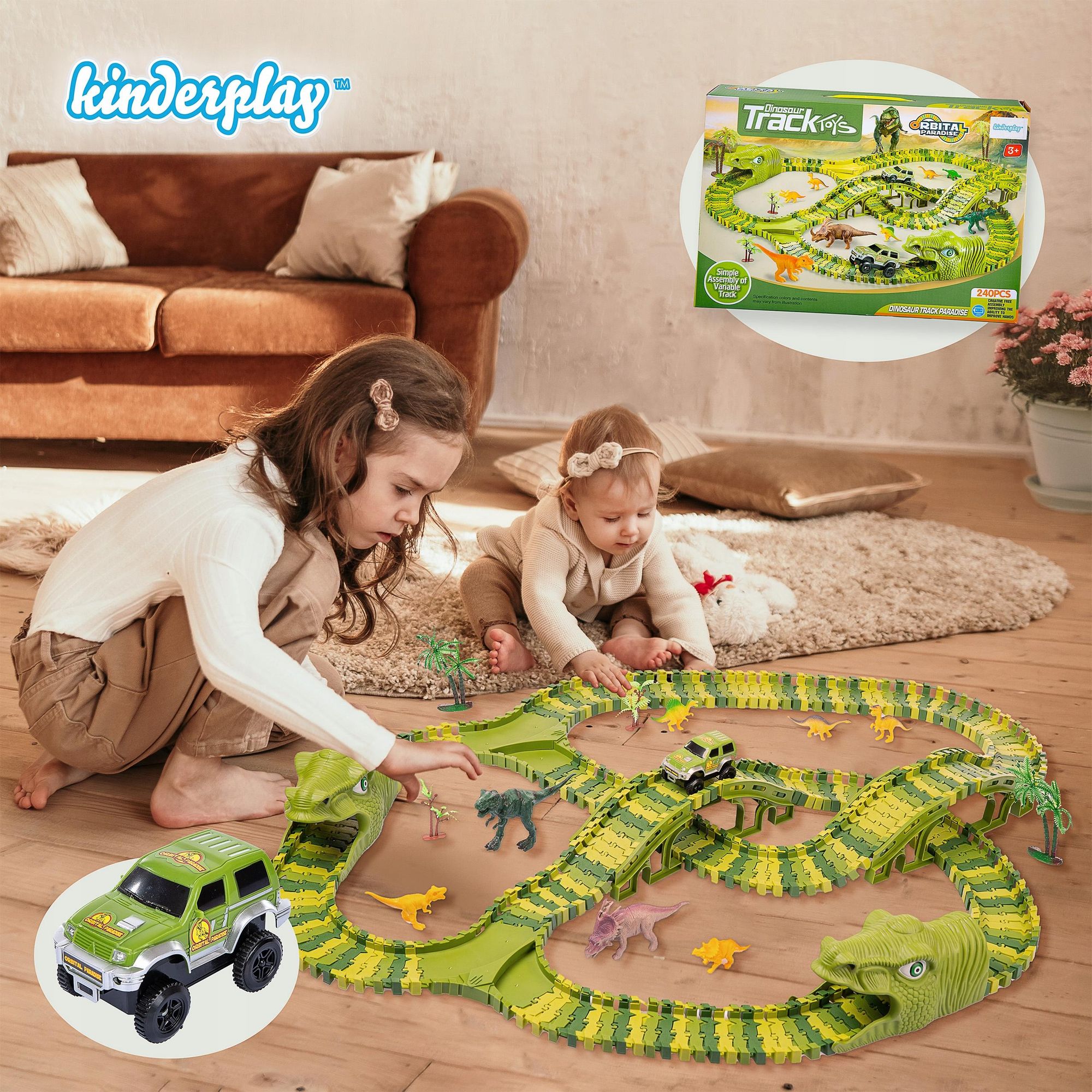Dinosaurier Rennbahn Spielset 360 cm