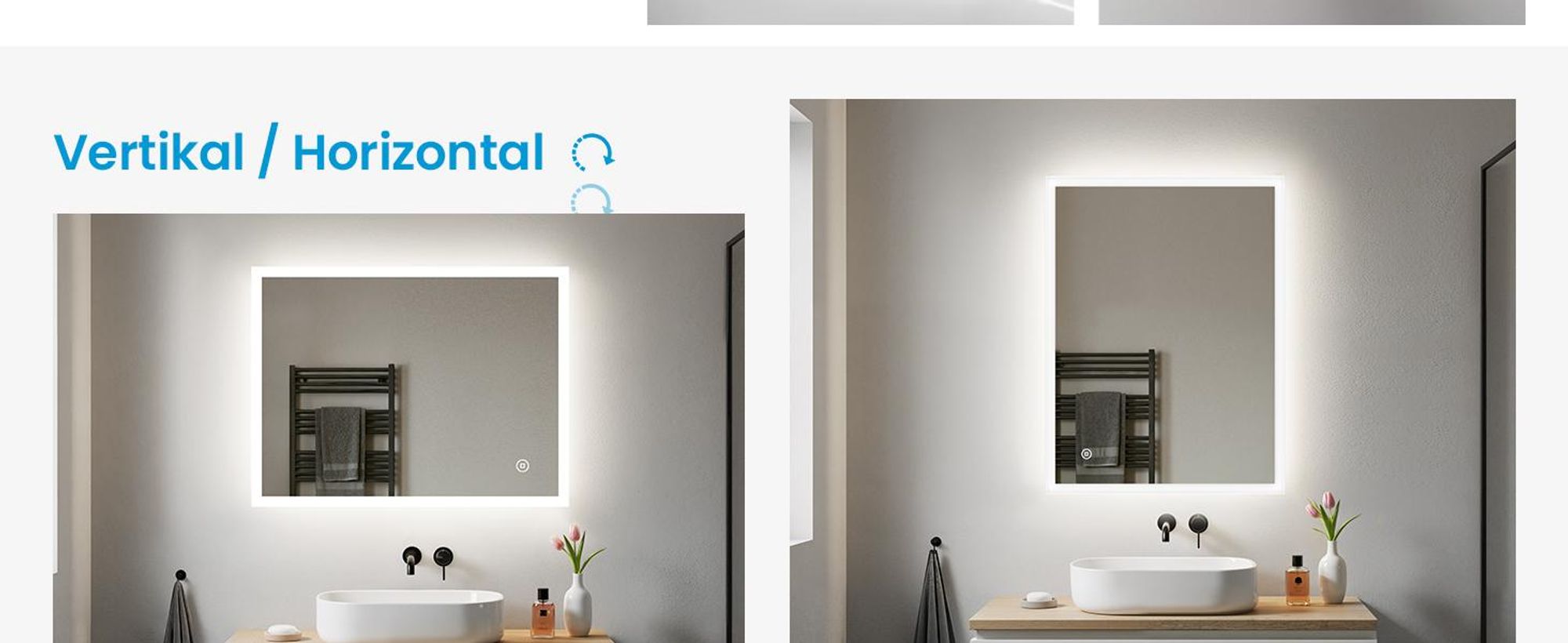 Heilmetz LED Badspiegel 50 x 70 cm Badezimmerspiegel Wandspiegel Lichtspiegel Kaltweiß 6500K Dimmbar Touch-Schalter Memory-Funktion