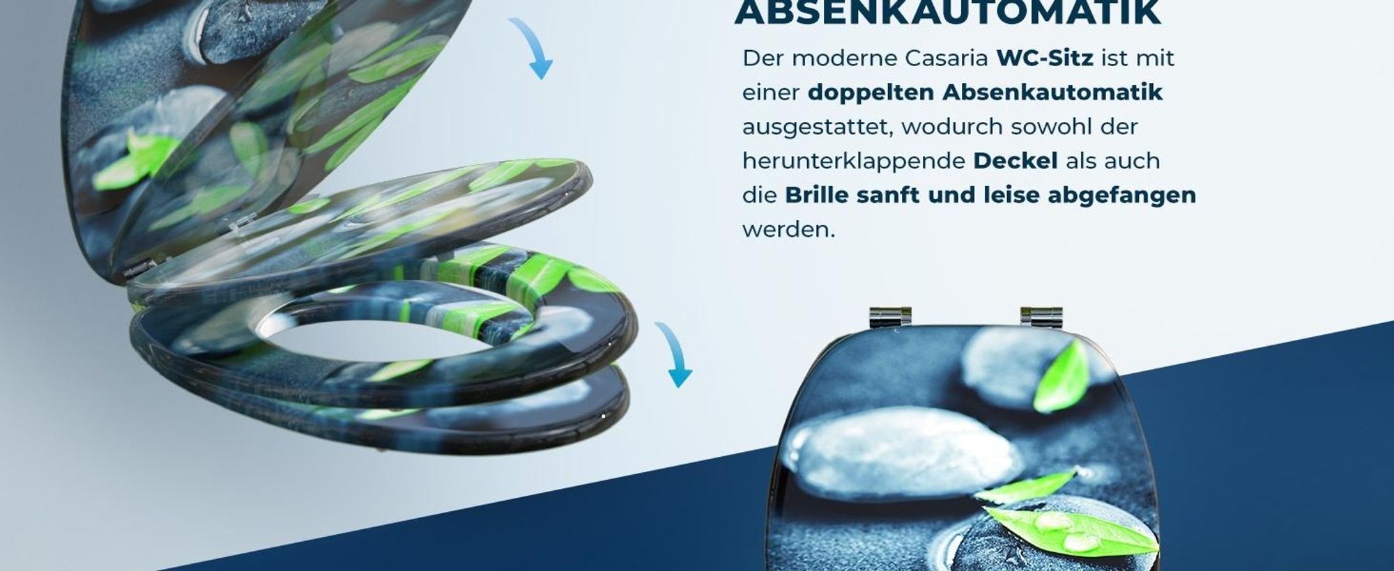 CASARIA WC Sitz mit doppelter Absenkautomatik Stein & Laub