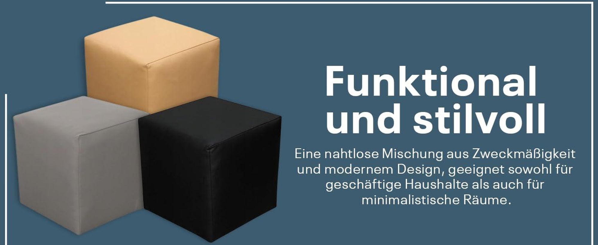 Sitzhocker Sitzwürfel | Bodenkissen Hocker | Sitzwürfel Kunstleder | Fußhocker Wohnzimmer | Sitzwürfel 40x40x40 | Sitzwürfel Holzwerkstoff (Grau)