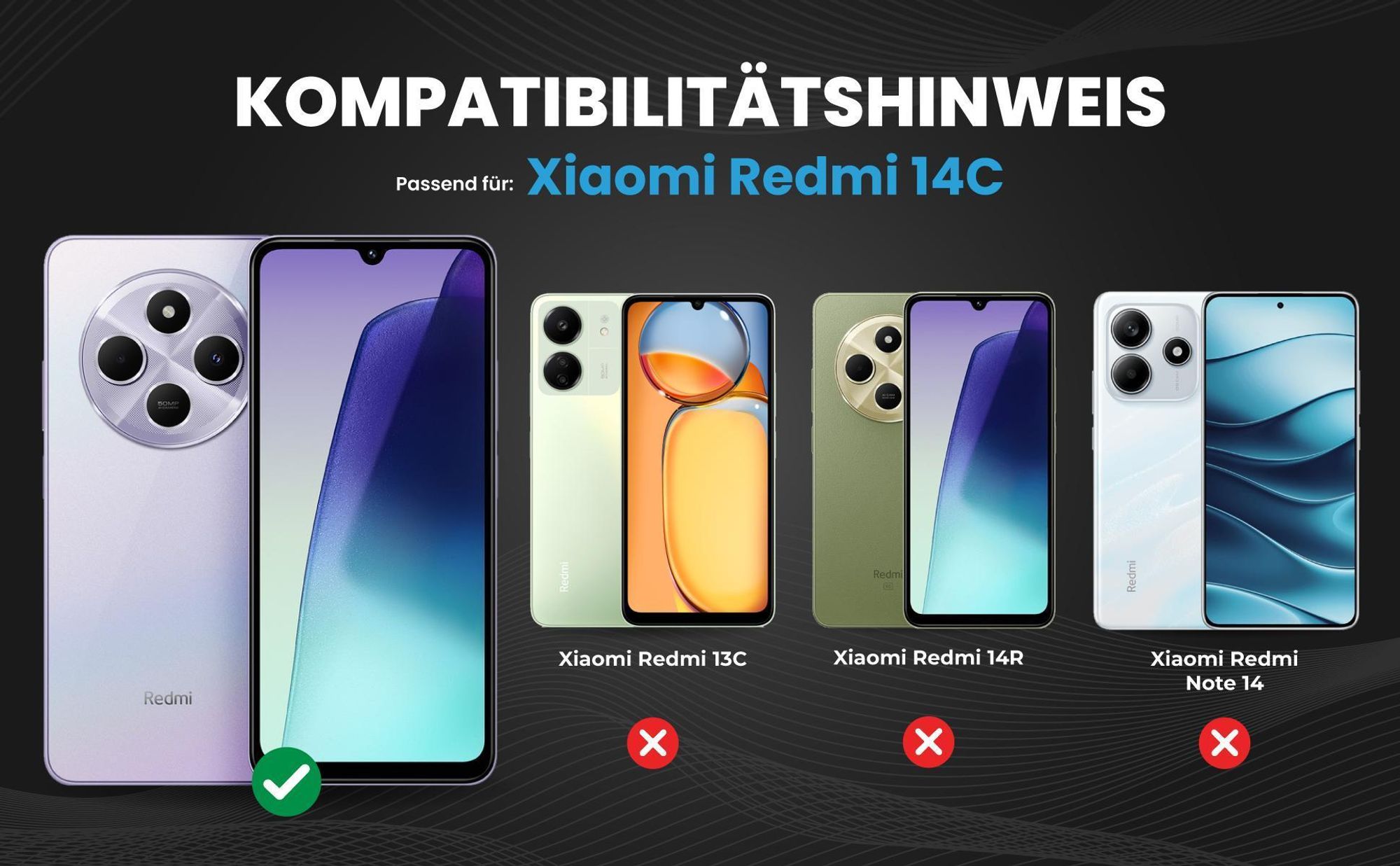 Kompatibilitätshinweise Hülle für Xiaomi Redmi 14C