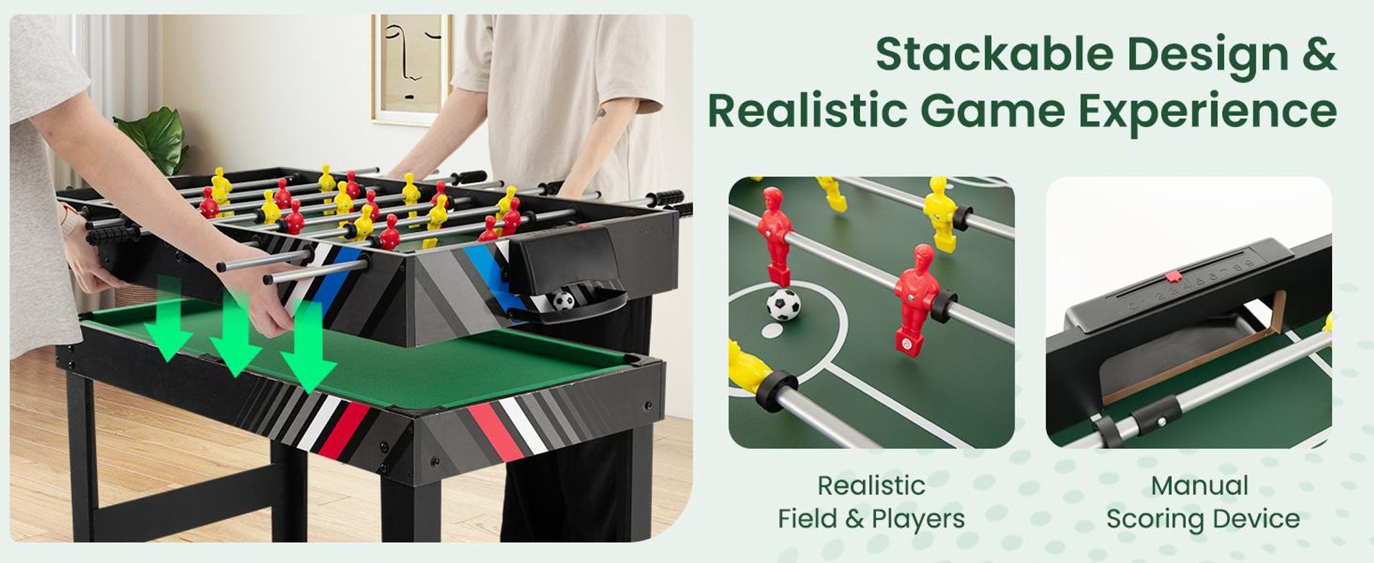 COSTWAY 4 in 1 Tischkicker, Multifunktionstisch mit Tischfußball,Billard,Tischtennis&Airhockey, Kombi-Spieltisch-Set für Kinder&Erwachsene 125x97x83cm