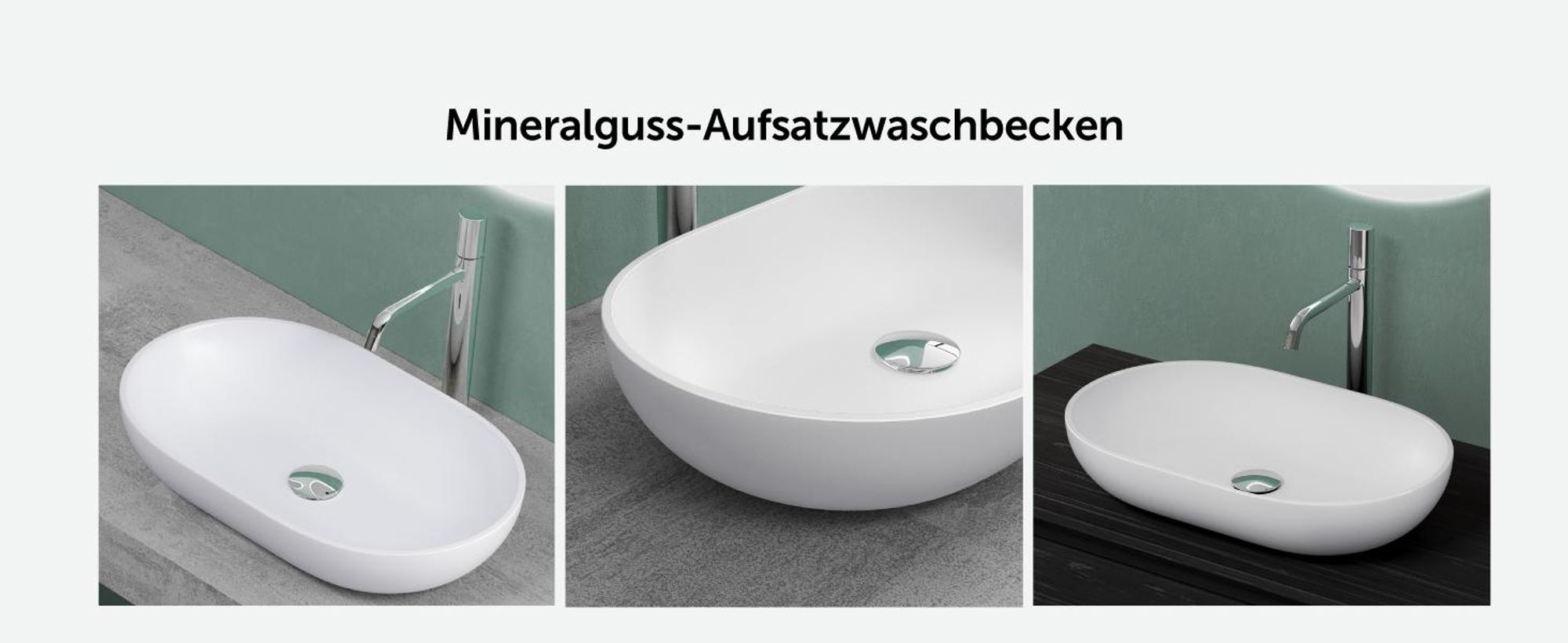 Mai & Mai Aufsatzwaschbecken 54x34x10cm in Weiß hochglanz Waschschale Waschbecken aus Gussmarmor Col808