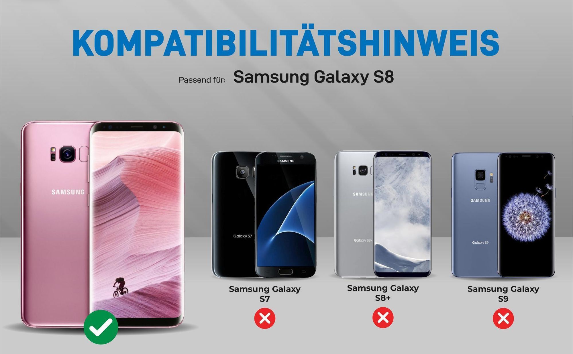 Kompatibilitätshinweise Hülle für Samsung Galaxy S8