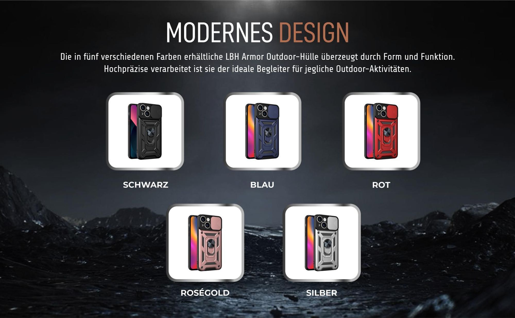 Armorhüllen in Schwarz, Blau, Rot, Rosegold und Silber für Apple iPhone 15
