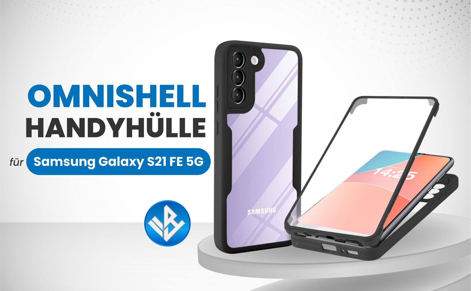 Schwarze 360 Grad Hülle für Samsung Galaxy S21 FE 5G mit Kameraschutz