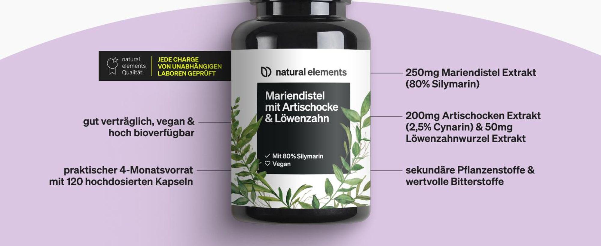 Mariendistel mit Artischocke & Löwenzahn Kapseln - 120 Kapseln_für 4 Monate