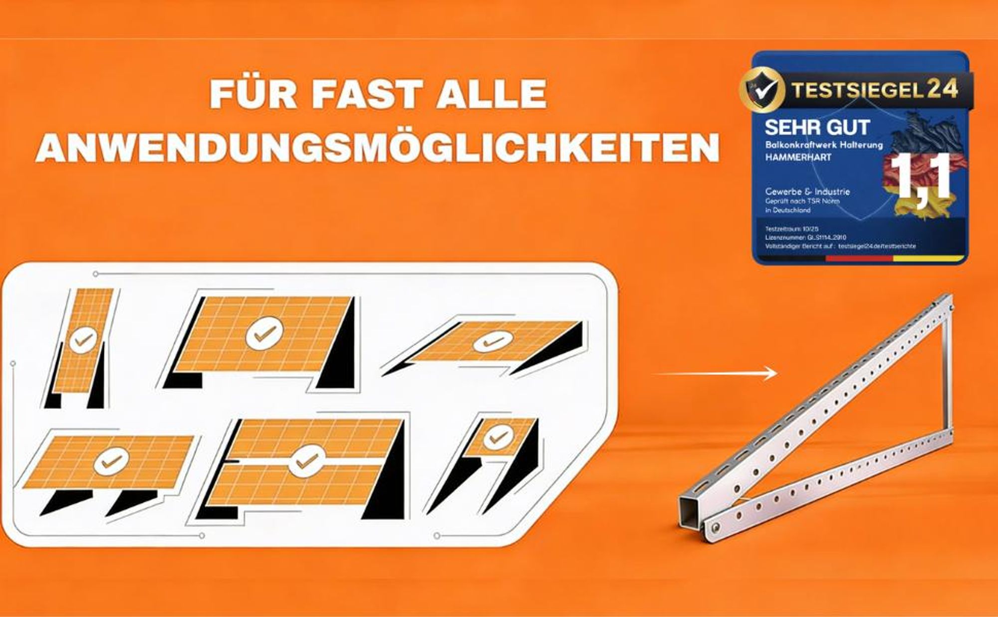 4x Balkonkraftwerk Halterung - 0% MwSt - Halterung für Balkonkraftwerk bis zu 114.5 cm Einstellbar 0-90° Solarmodul Halterung für Balkonkraftwerk