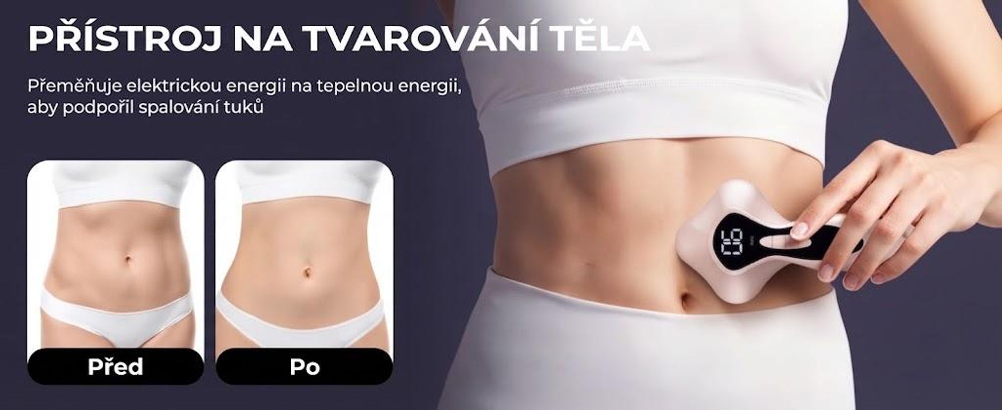 Masážní přístroj proti celulitidě se 4 hlavicemi pro břicho, pás, paže, stehna a hýždě – skvělý vánoční dárkový tip