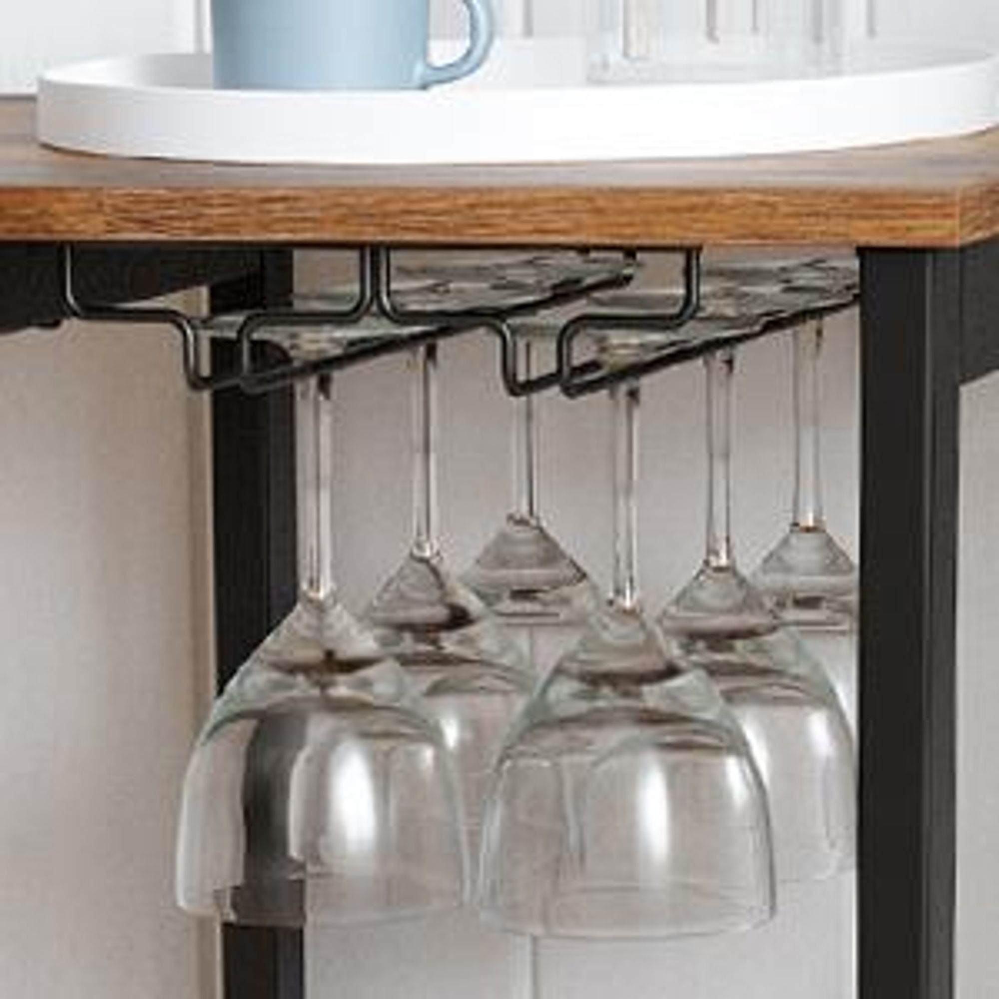 VASAGLE Bartisch mit Halterungen für Weingläser und Flaschen, Industrie-Design