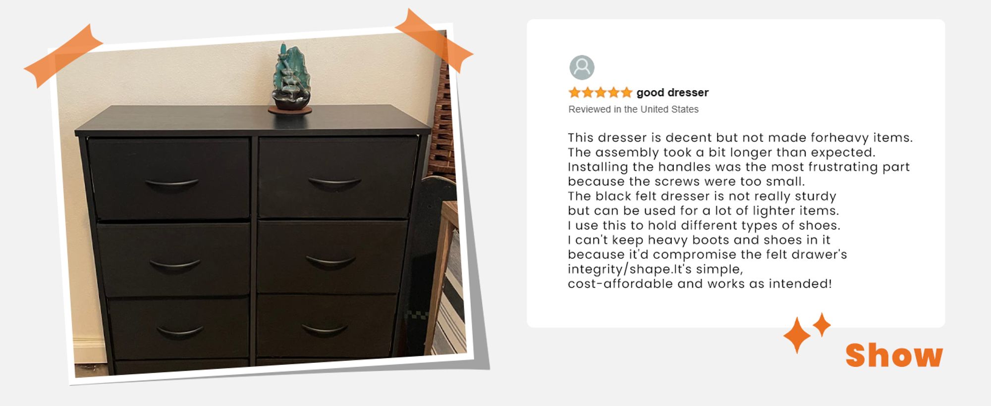 Kommode mit Stoffschubladen, Chest of Drawers mit 8 schubladenschrank, kommode schlafzimmer schubladen schrank，Stoffkommode drawer
