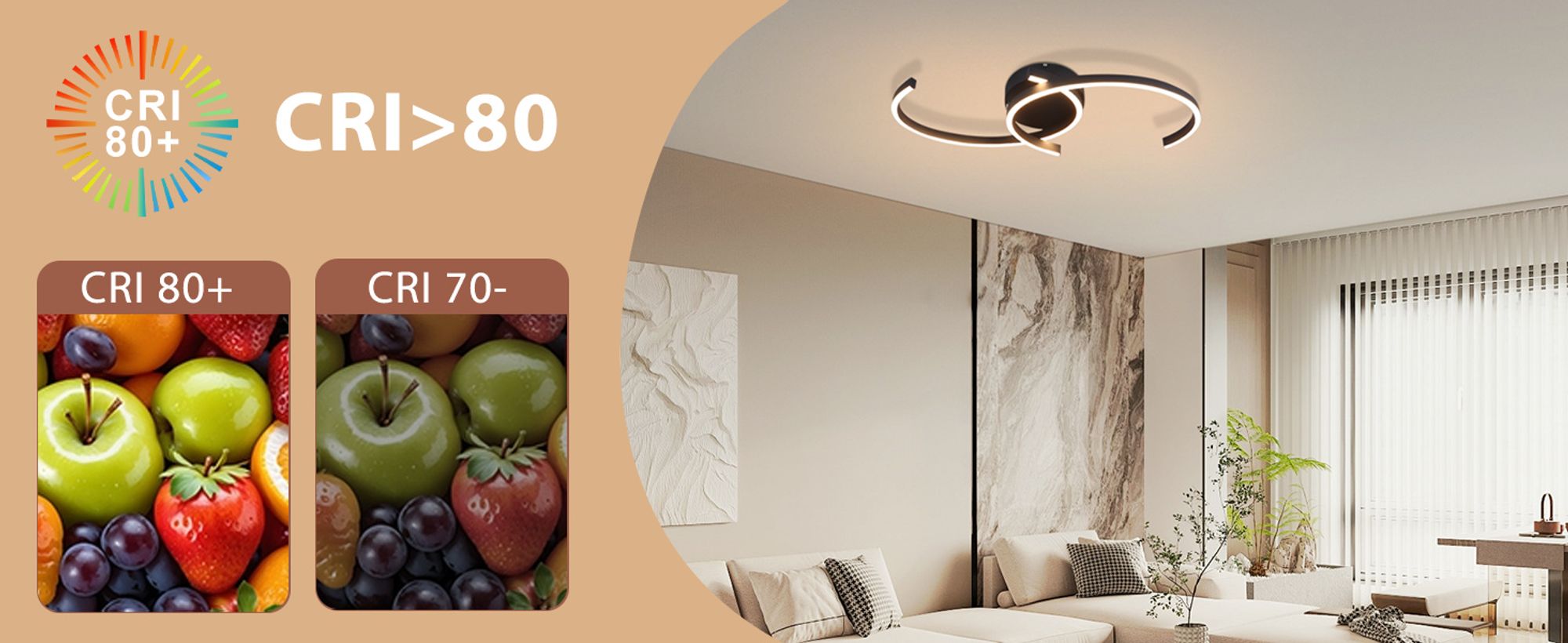ZMH Deckenlampe LED Deckenleuchte Wohnzimmer 24W Modern Design Wohnzimmerlampe Schwarz 3000K Warmweiß Küchenlampe Flur Schlafzimmerlampe 330° Drehbarer 2-Ringen Metall Deckenleuchten für Küche Büro