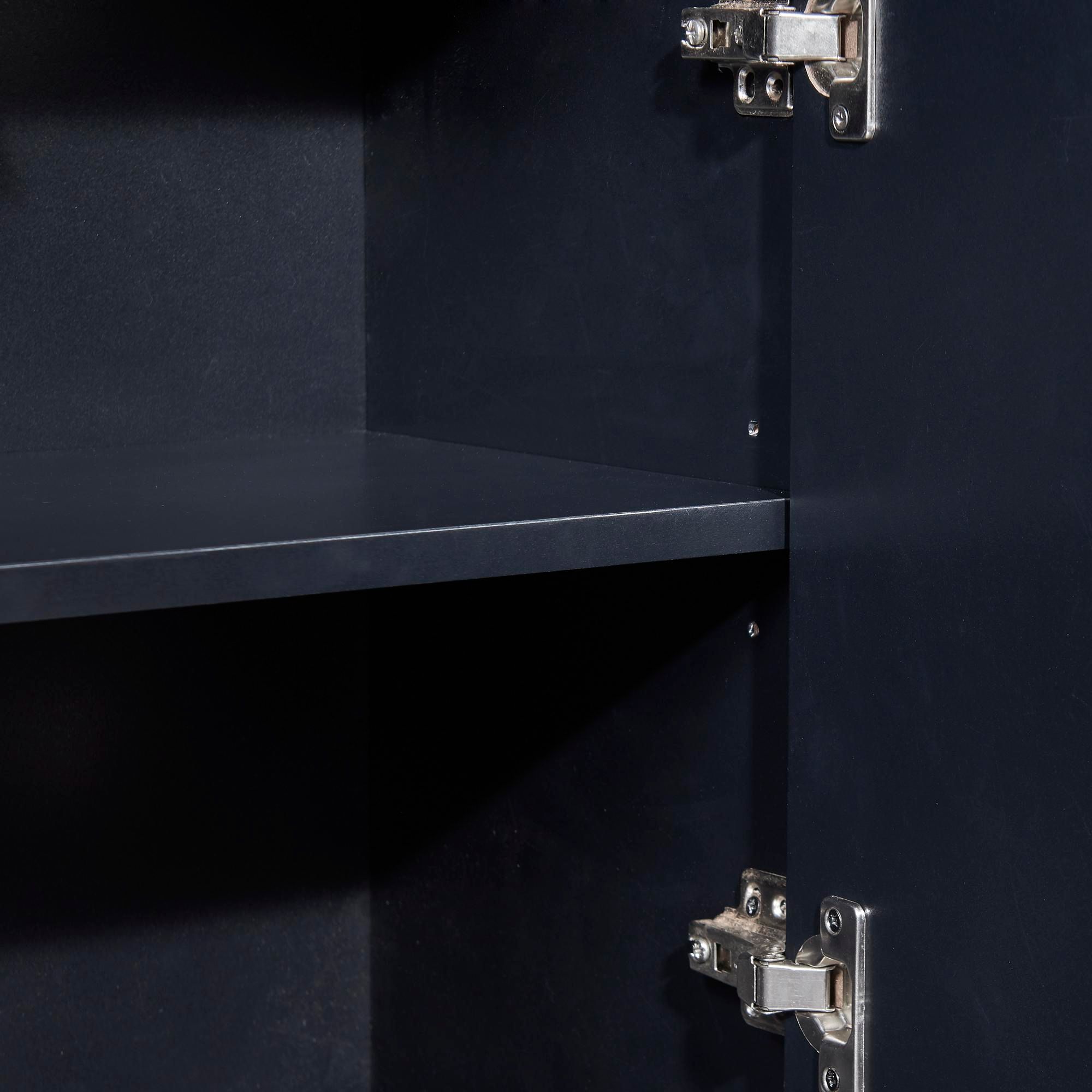 Merax Kommode Sideboard mit 4 Türen und verstellbaren Ablagen, goldenen Metallrahmen und Push-to-Open Funktion, Wohnzimmerschränke Massivholz Anrichte, 120*30*80 cm