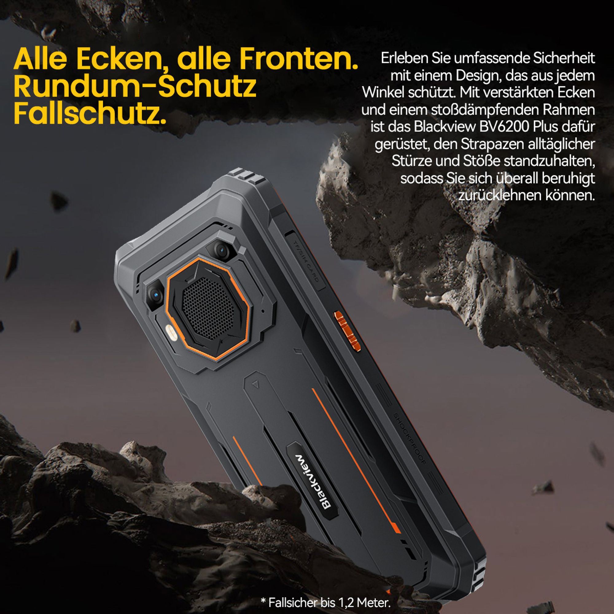 Blackview BV6200 Plus(2025) Outdoor Handy Ohne Vertrag, 11000mAh Akku Android 14 Outdoor smartphone, 24GB+256GB/2TB,98DB Lautsprecher, 6.56" 90Hz,IP69