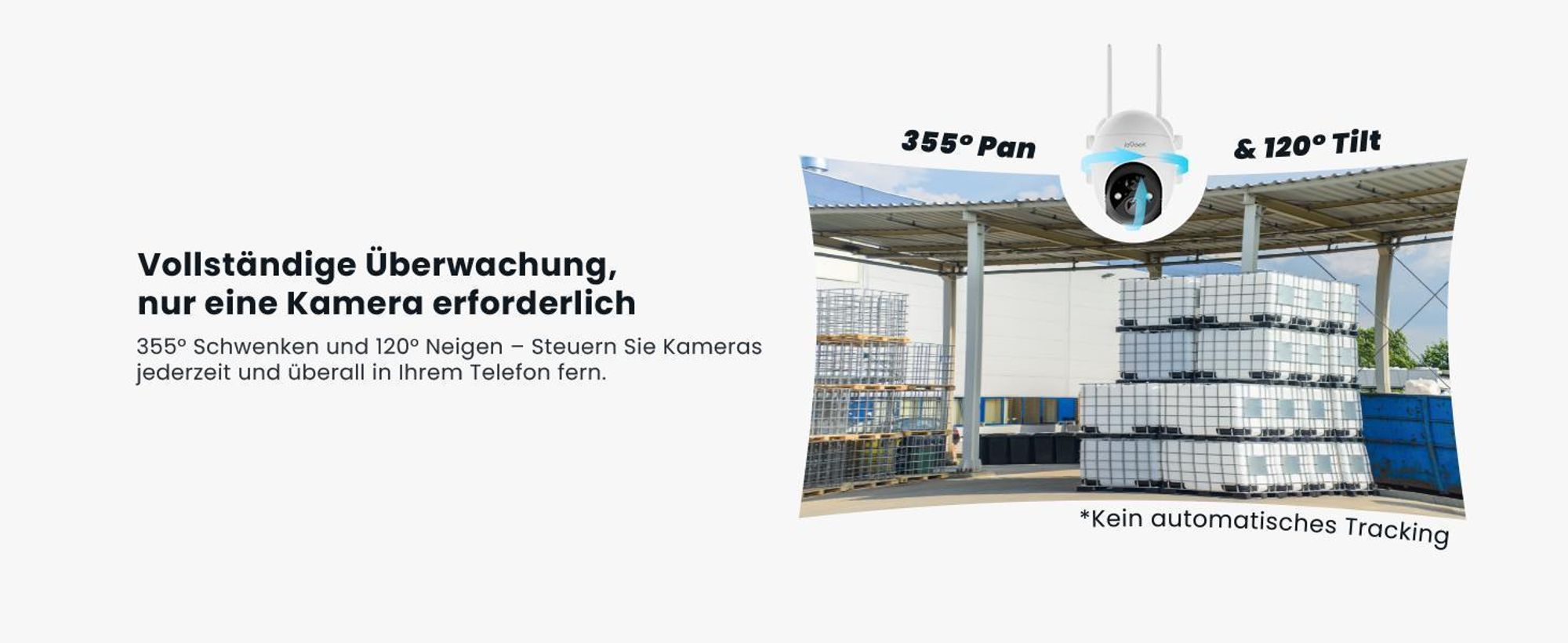 2K Überwachungskamera Aussen WiFi 5MP 360° PTZ Solar Kamera 30M Farbige Nachtsicht PIR Bewegungserkennung Alexa Kompatibel 4DBi WLAN-Antenne mit 64G