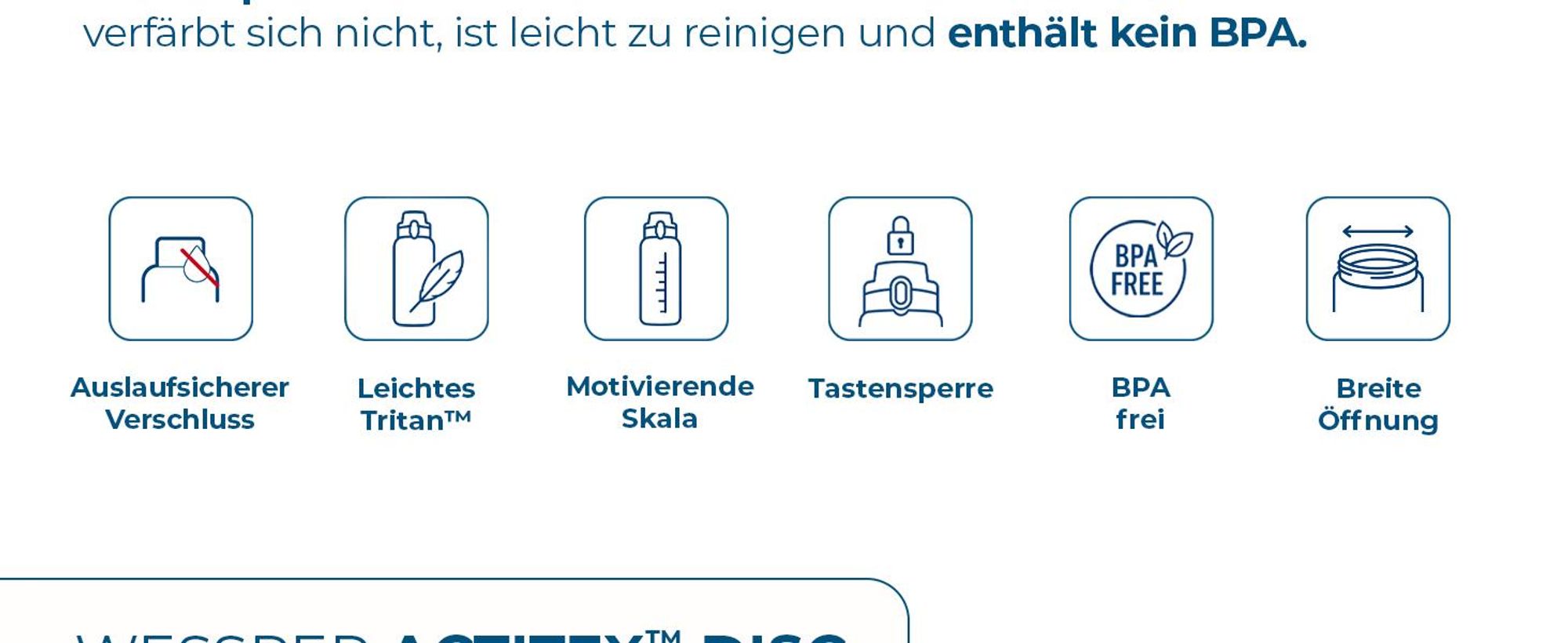Wessper B4 Tritan Trinkflasche 1L mit Actitex™ Filter – BPA Free, Gray