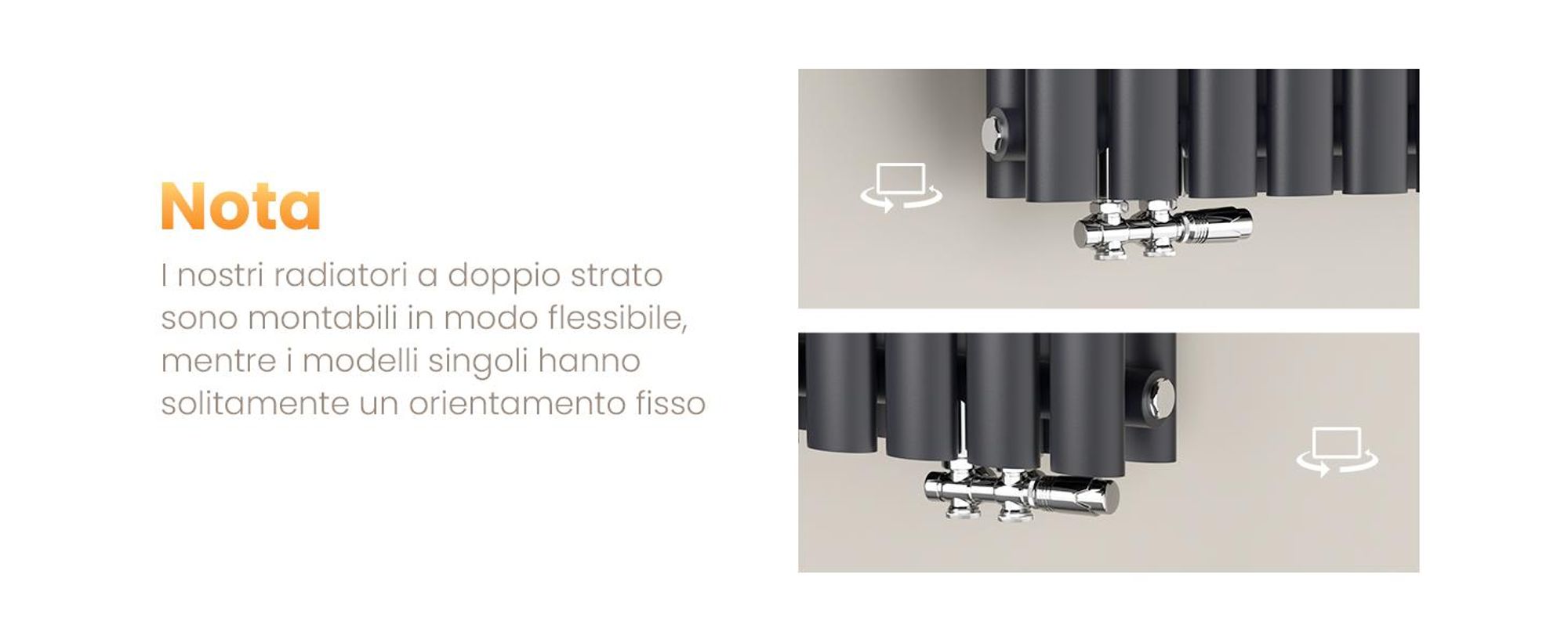 Radiatore tubolare di design EMKE per il funzionamento ad acqua calda Attacco medio Verticale Ovale monostrato 177 Watt 24cm x 60cm Antracite senza elemento riscaldante