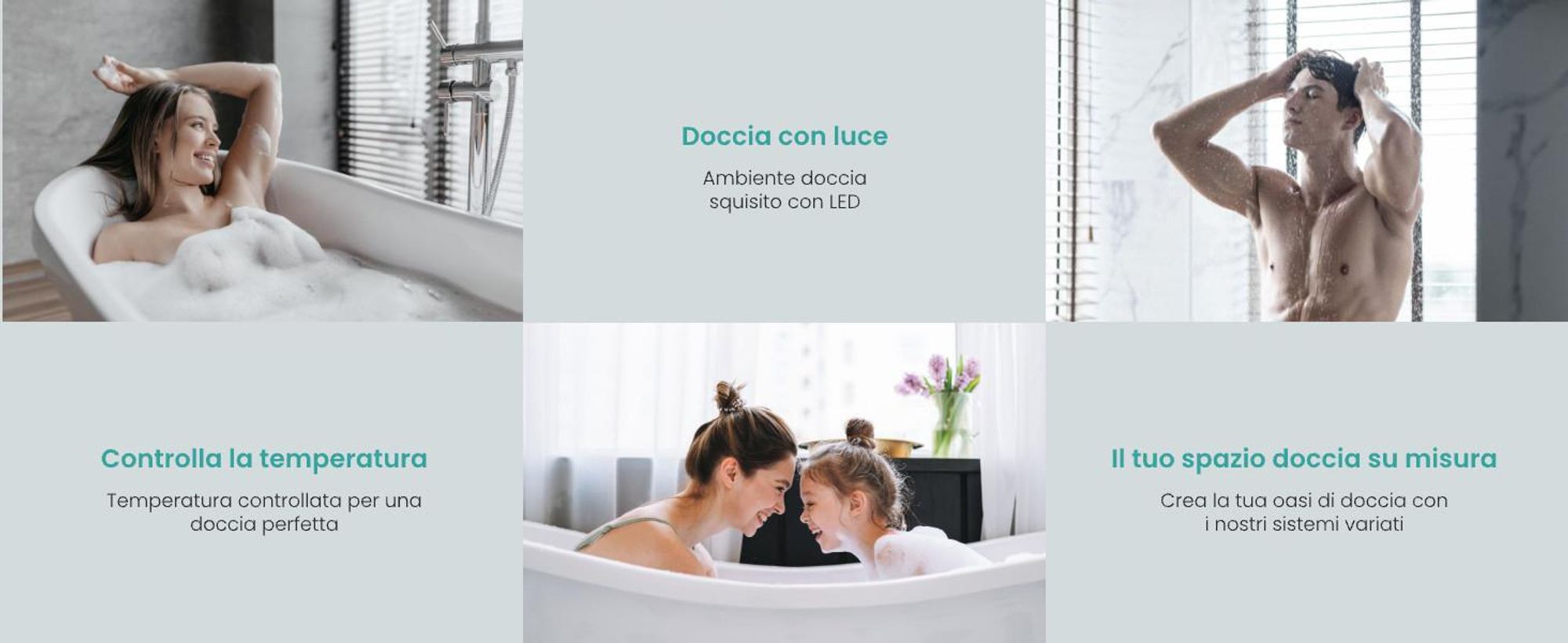 EMKE® Sistema doccia con termostatico cromo con illuminazione ambientale a LED blu, display digitale, doccia a pioggia 250 mm, bocca da bagno e ripiano in vetro F25