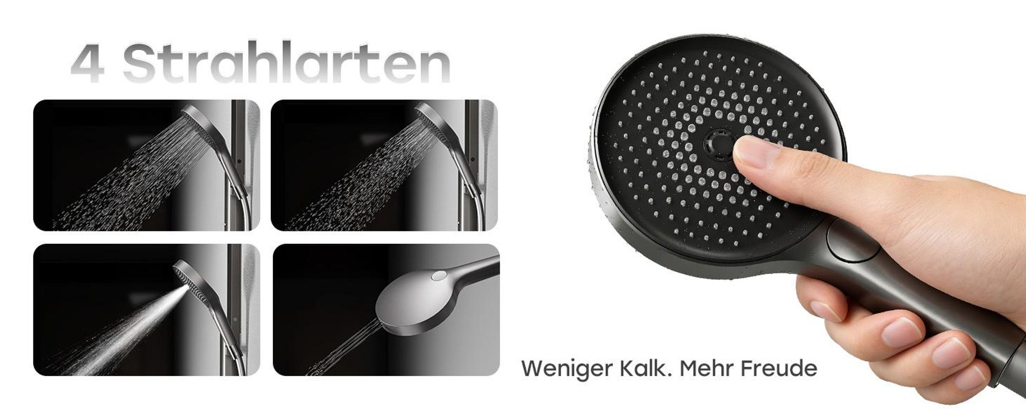 HOROW Regendusche Set Grau, Duschset Duschsystem mit 4 Massage-Modi, Klappbares Duschset, Höhenverstellbar, ohne Armatur, passt auch für Badewannen