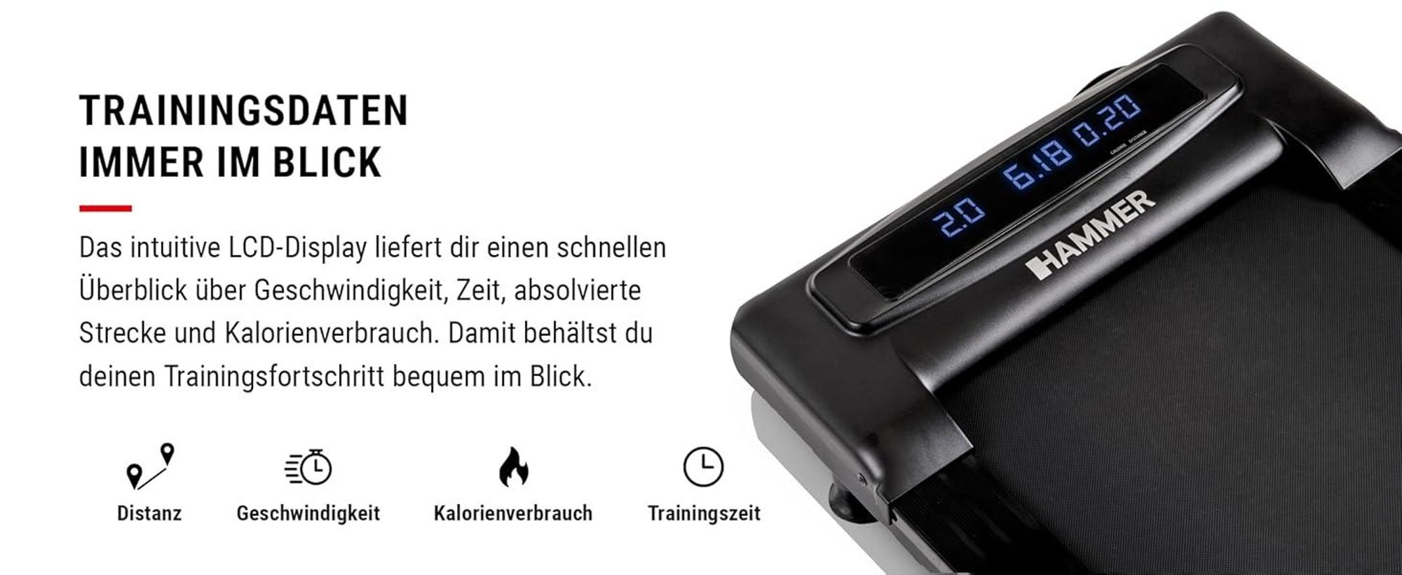 HAMMER Laufband Walk 2.0 - Walking Pad, Laufband Schreibtisch bis 6 km/h