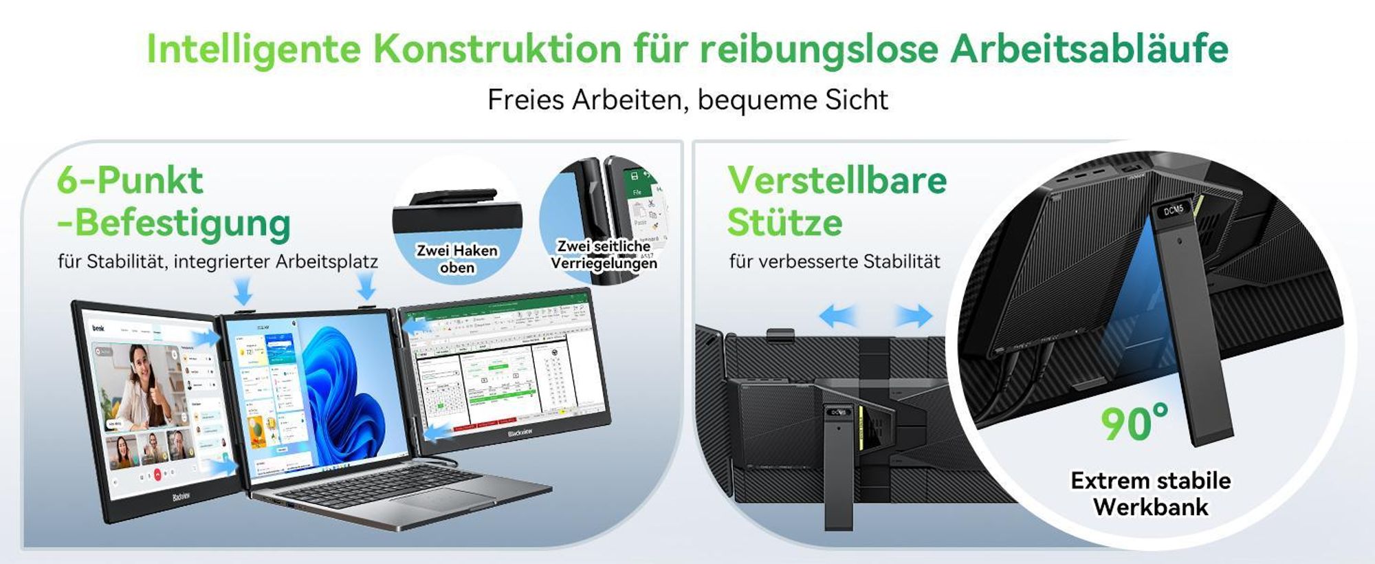 Blackview 14 zoll tragbarer monitor, 7,6 mm, 300 Nits, 100W PD, USB-C HDMI Plug und Play für Laptop, PC, Switch, PS5, für MacOS, Windows und Android