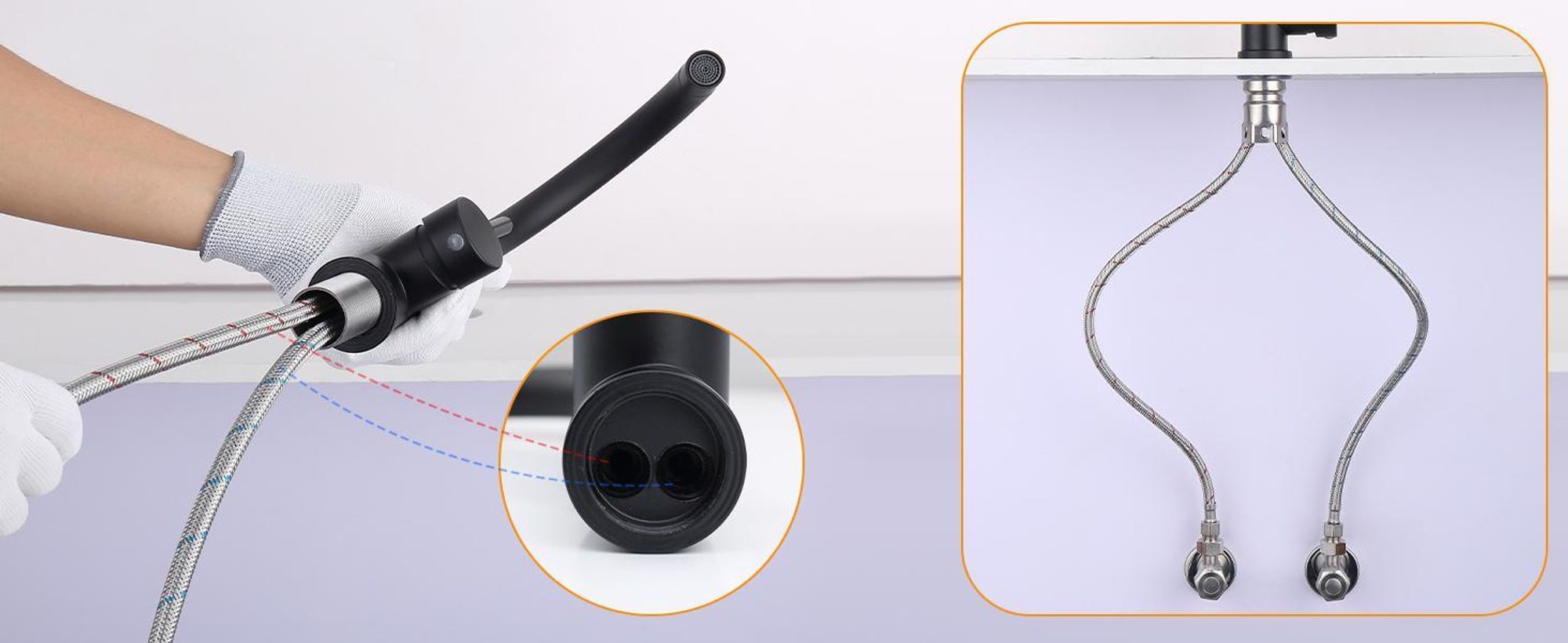 Wasserhahn Küche,Hochdruck Küchenarmatur,Edelstahl Spültischarmatur 360° Schwenkbare,Mischbatterie Armatur,Schwarz Küchenarmaturen，Kitchen Tap