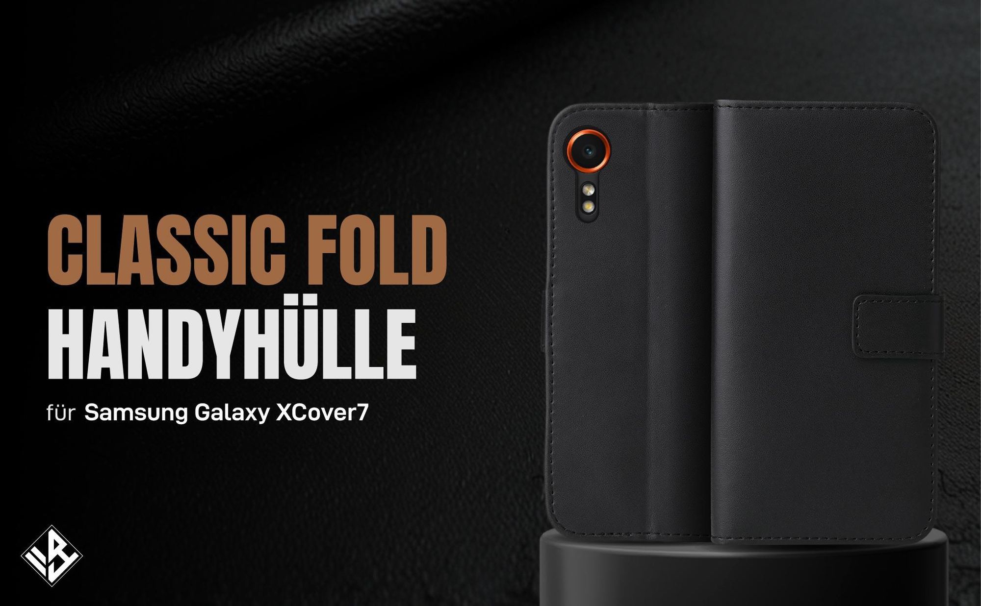 Schwarze Klapphülle für Samsung Galaxy Xcover7 mit Wallet-Funktion