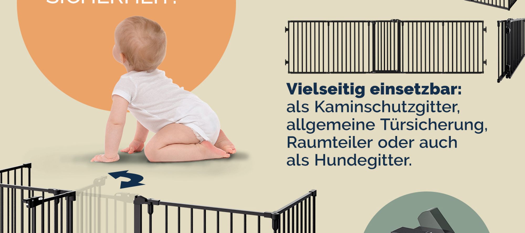 CASARIA® Kaminschutzgitter Baby mit Sicherheitstür Metall ohne Bohren 306x77cm Hundegitter Kinderschutz Treppenschutzgitter Absperrgitter Schwarz