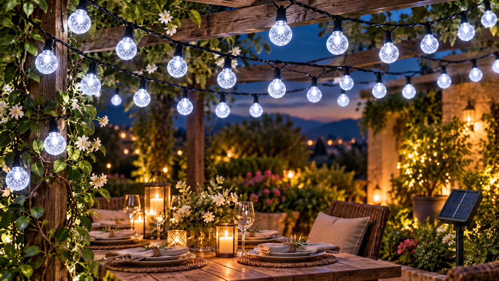 5M Lichterkette Außen Solar Glühbirnen LED Lichterketten, Innen Außen Weihnachten Beleuchtung Outdoor Garten Deko, Weiß