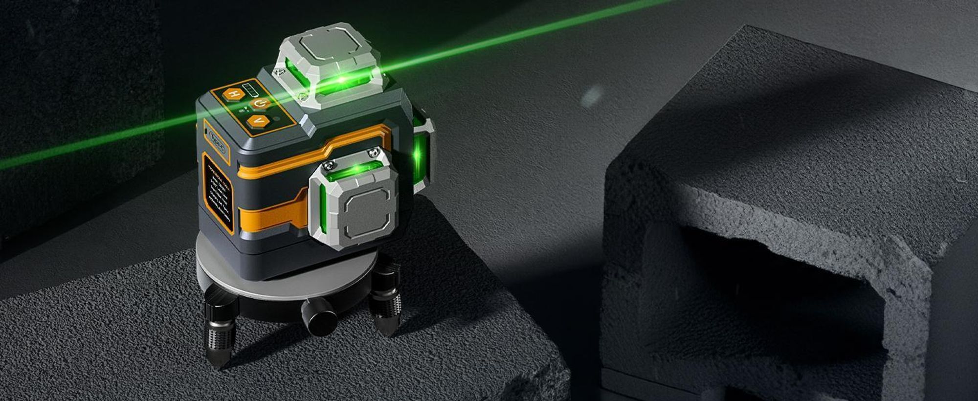 CIGMAN CM-S01 3D laserový nivelační přístroj - 3x360°, ovládání přes APP, zelený laser, IP54
