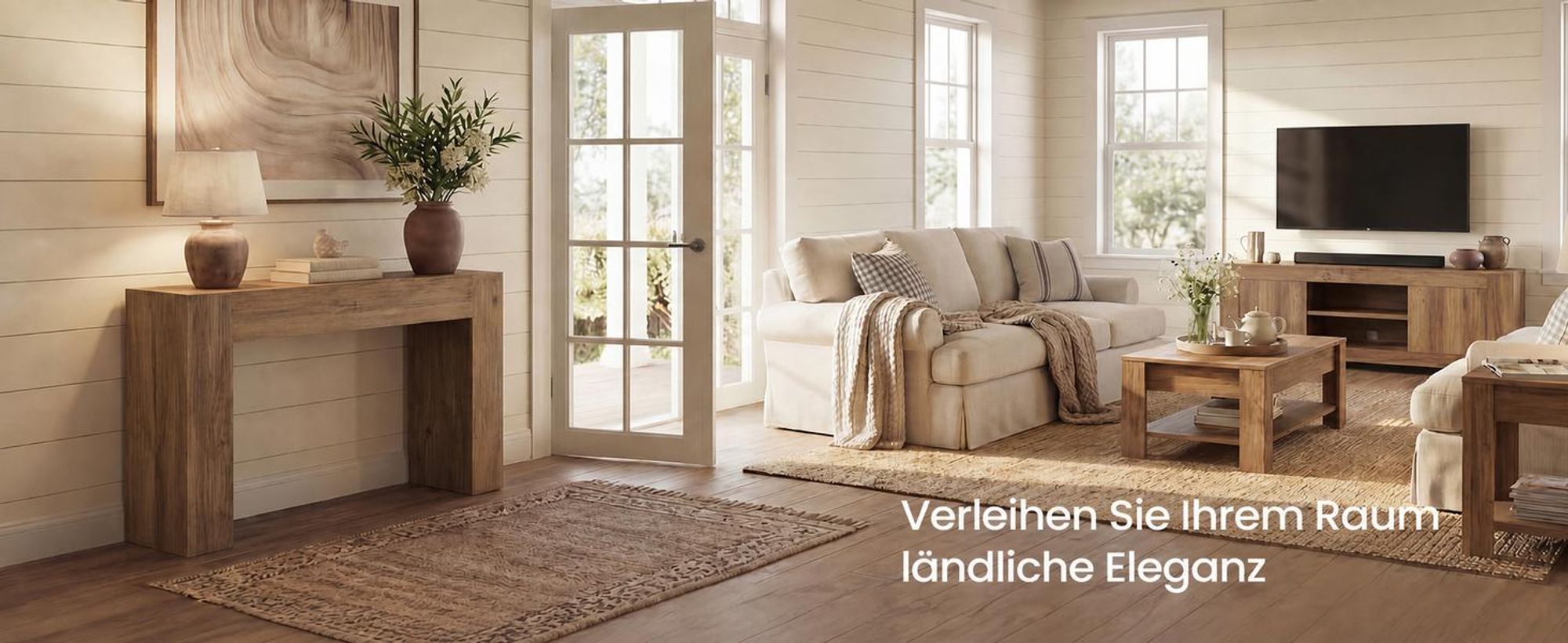 VASAGLE Konsolentisch in U-Form, Schmaler Flurtisch für Eingangsbereich, 120 x 30 x 80 cm, Braun