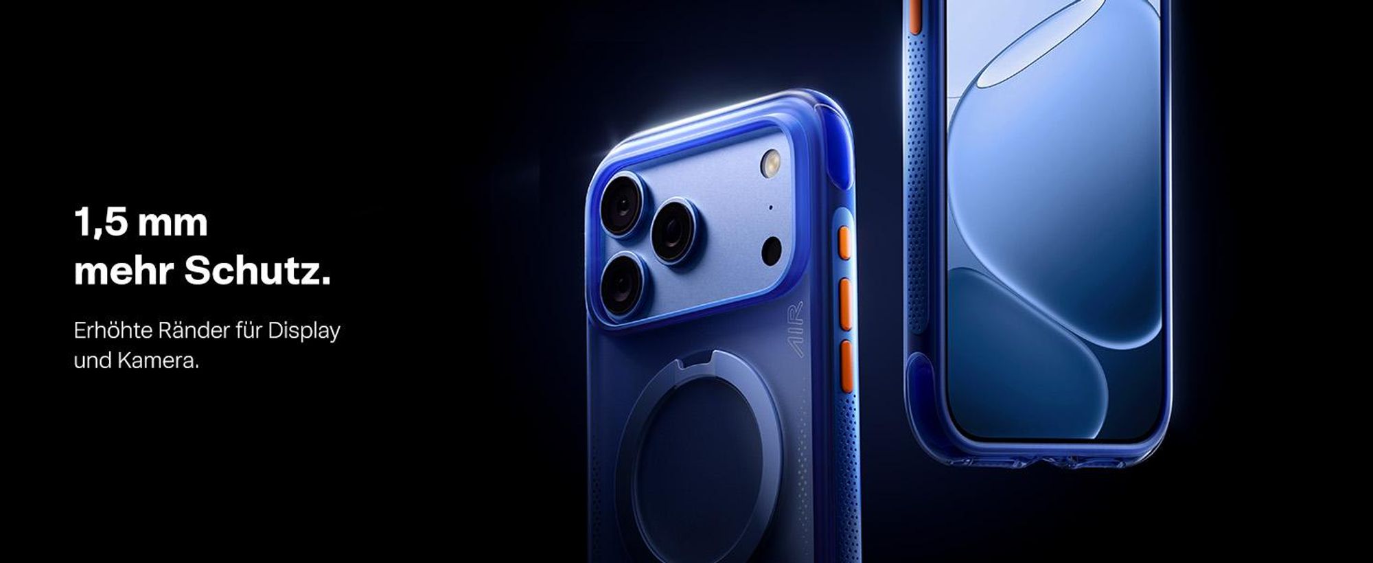 TORRAS Ostand Q3 Air Hülle für iPhone 18 Pro Handyhülle mit Airbag-Schutz & integriertem Ständer, Hellblau
