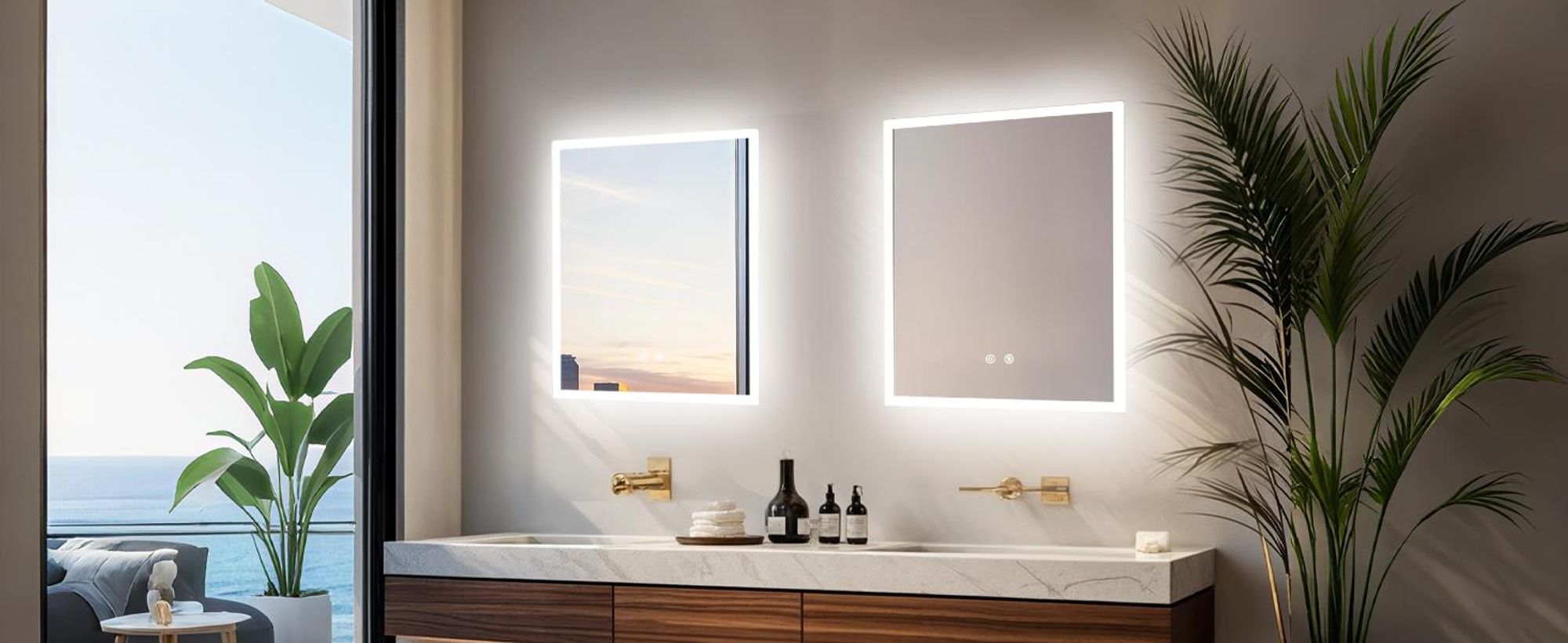 WISFOR Badspiegel mit Beleuchtung beschlagfrei 40×50cm, LED Badspiegel Lichtspiegel Wandspiegel mit Touch-schalter Dimmbar