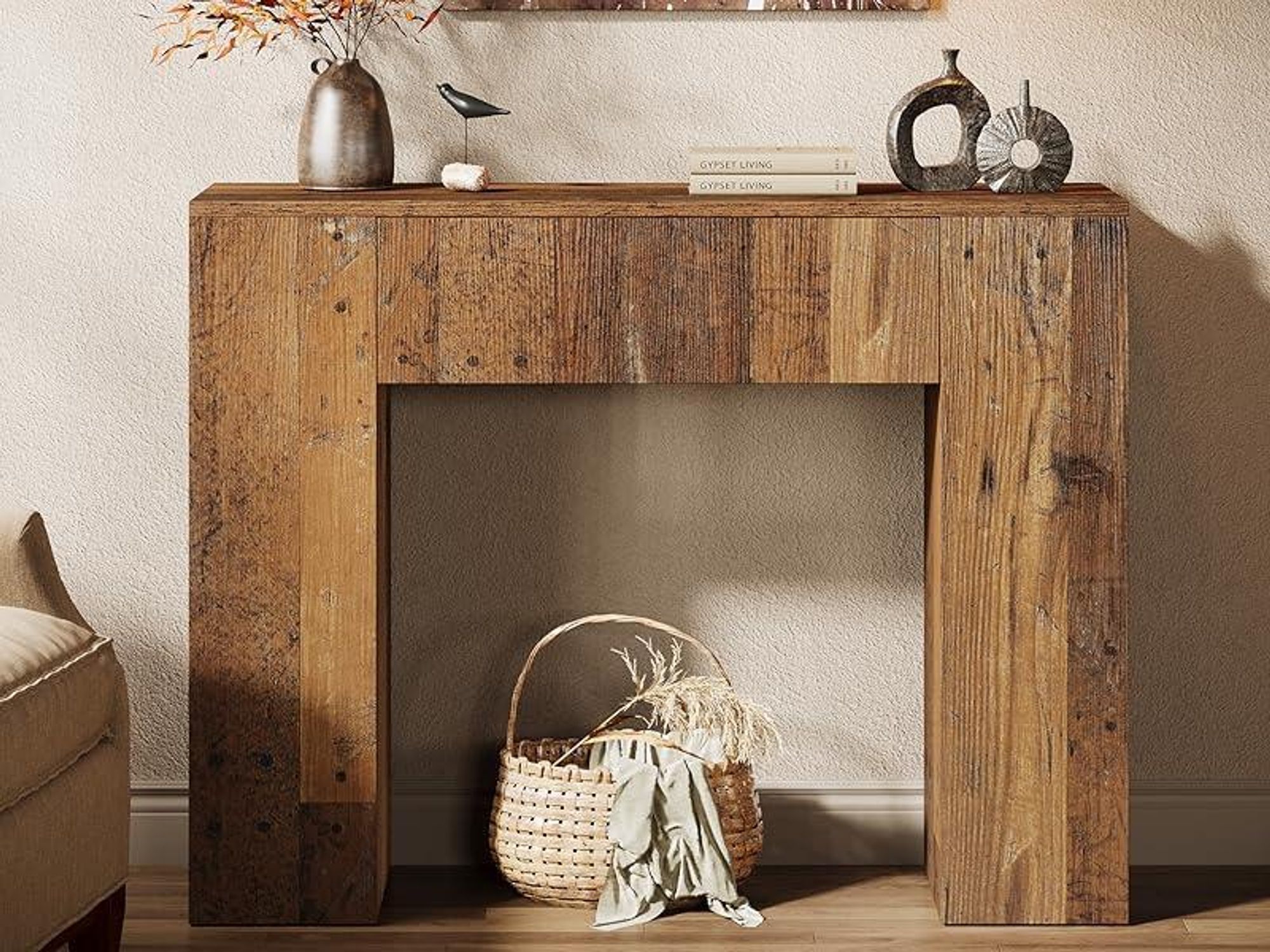 Tribesigns 100 cm Farmhouse-Konsolentisch, schmaler Sofa-Eingangstisch mit Schublade, kleiner Eingangstisch aus Holz , Flur, Foyer, Braun
