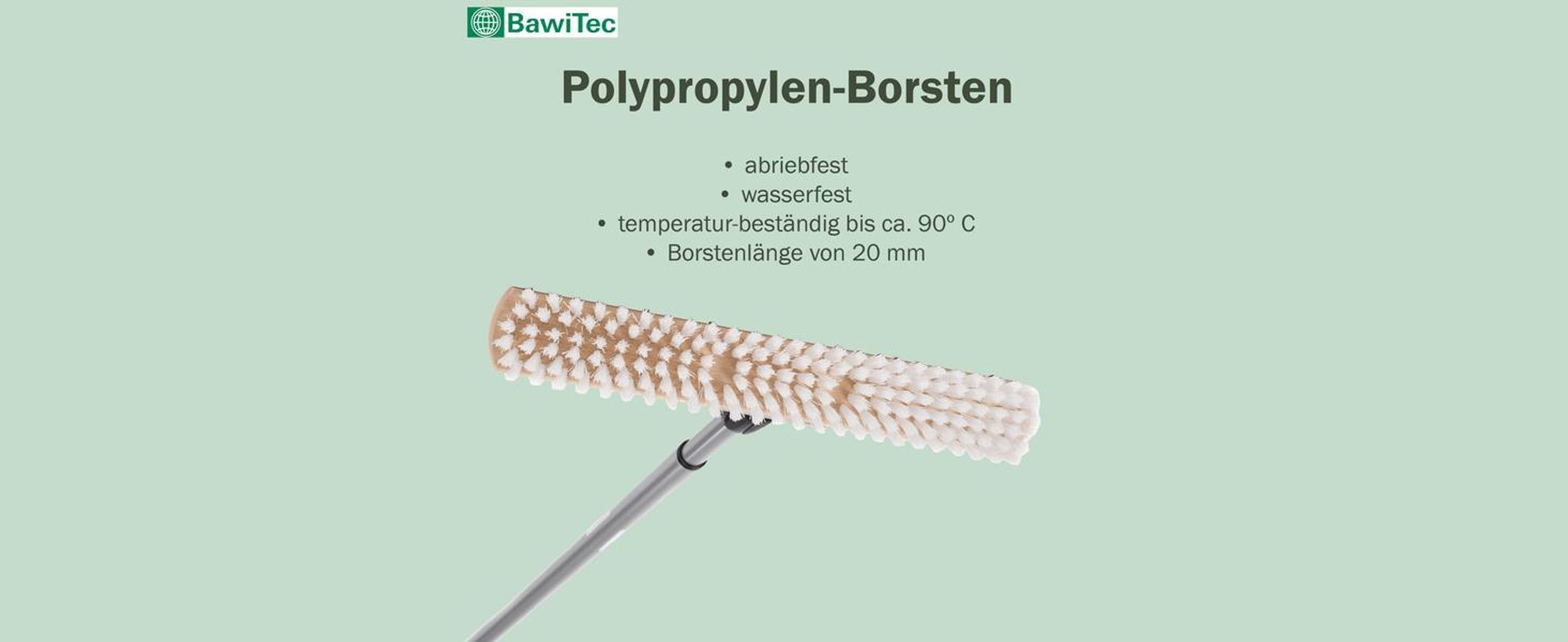 BawiTec Großraumschrubber 40cm Breit mit Teleskopstiel 200cm Lang ppn-weiß Schrubber Stiel ausziehbar weiße Borsten