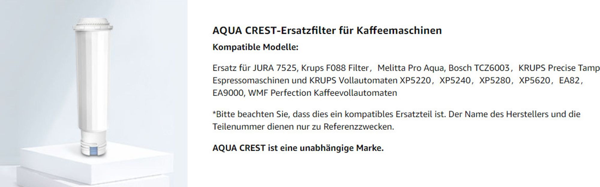 AQUA CREST Filter Ersatz für Melitta® Filterpatrone, Nivona® Wasserfilterpatrone, Melitta® Pro Aqua, Krups® F088, Nivona® Café Romatica (4)