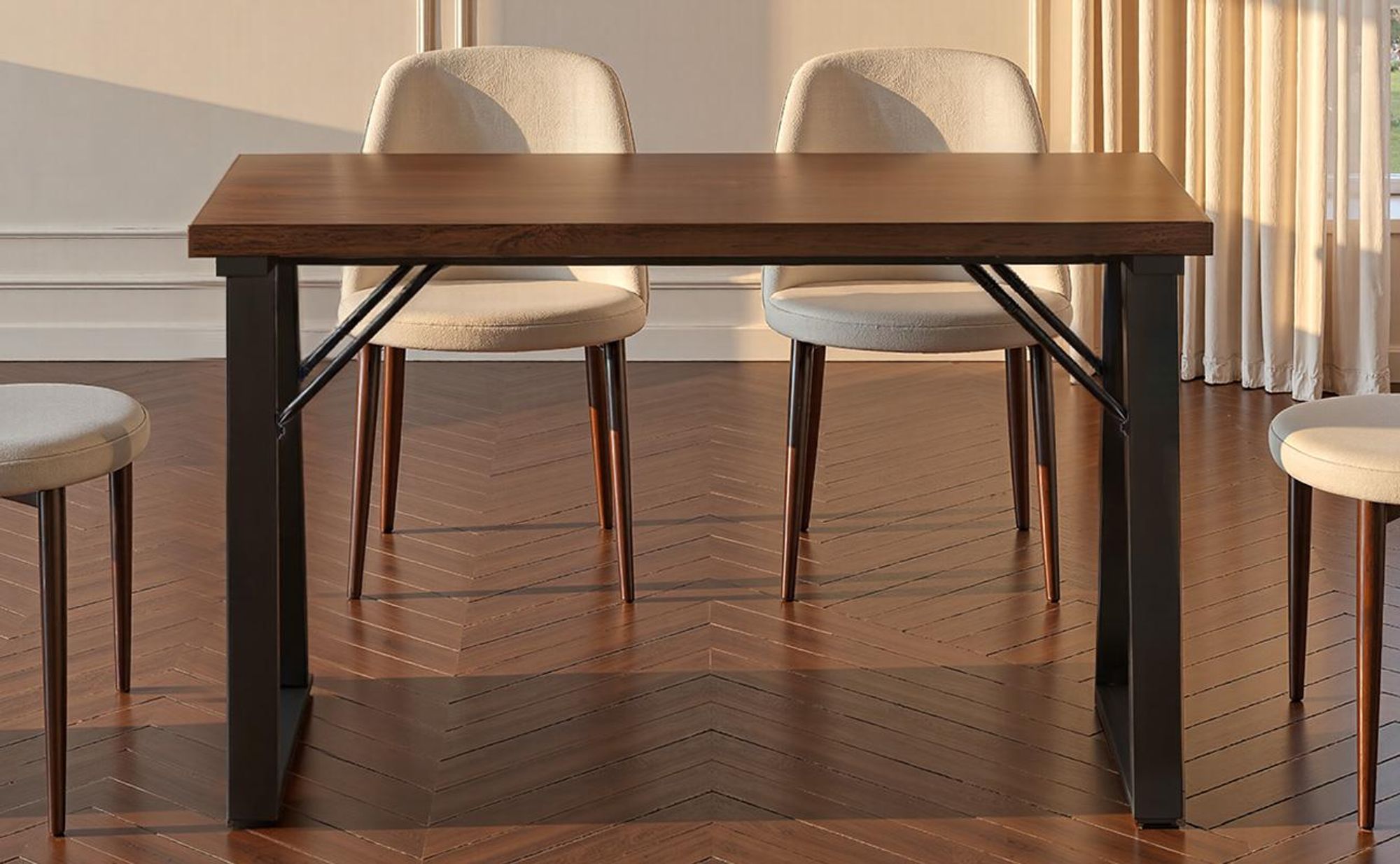 HOMAVO Esstisch 120x60x75 cm – Moderner Ess- & Schreibtisch aus MDF mit stabilen Metallbeinen, vielseitig nutzbar und robust