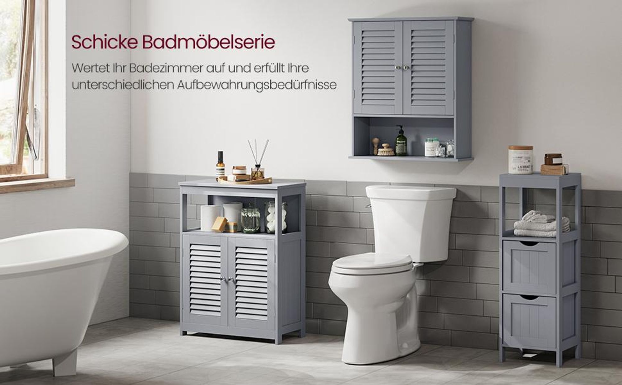 VASAGLE Hängeschrank Badezimmerschrank Wandschrank, 20 x 60 x 70 cm