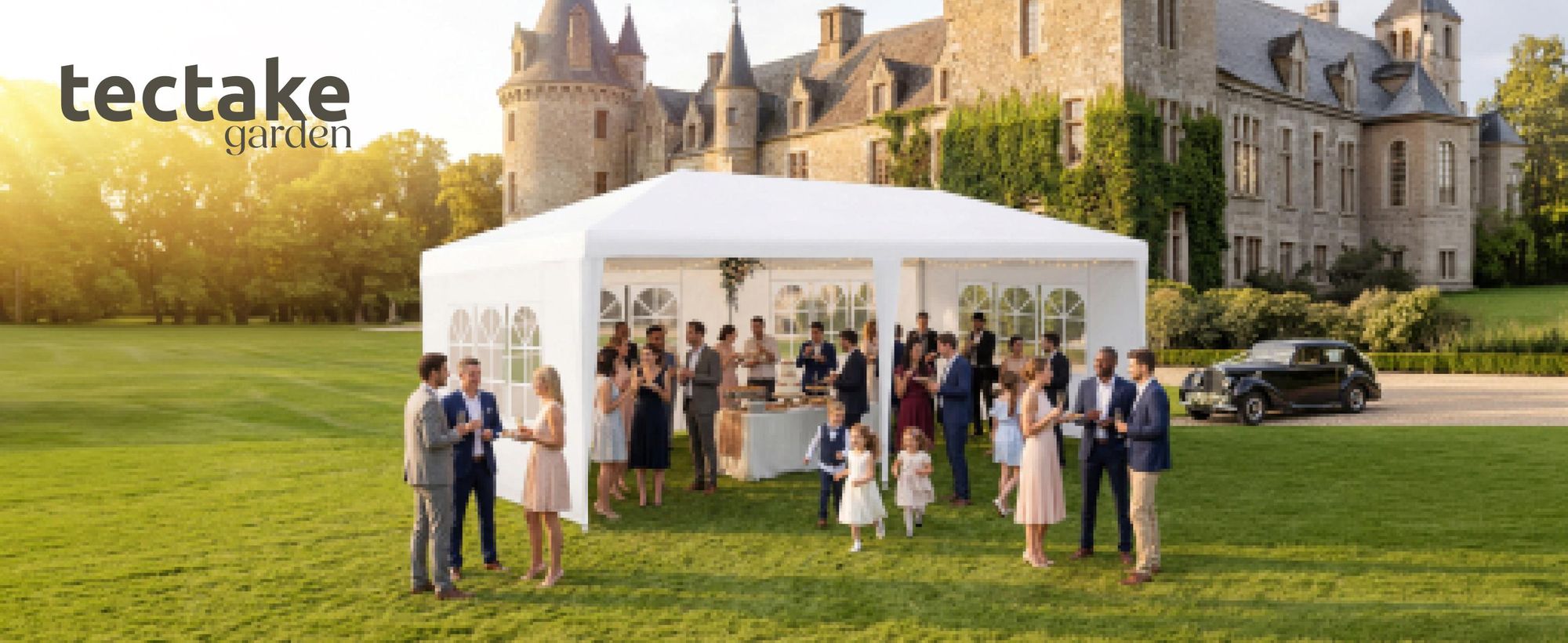 tectake® Pavillon Novara 6 x 3 m, im Stecksystem