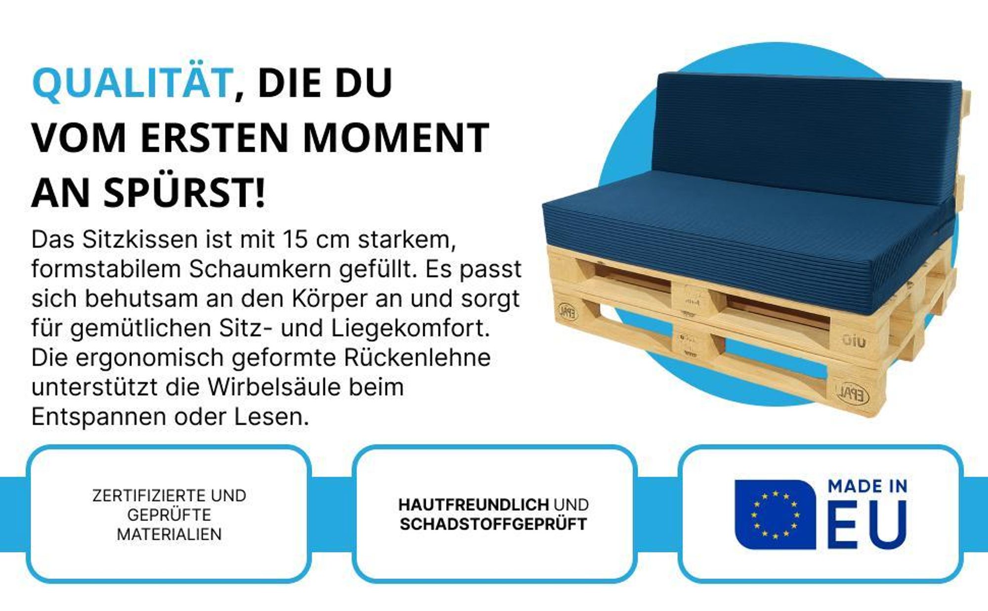 Palettenkissen, Sitzkissen, Rückenkissen