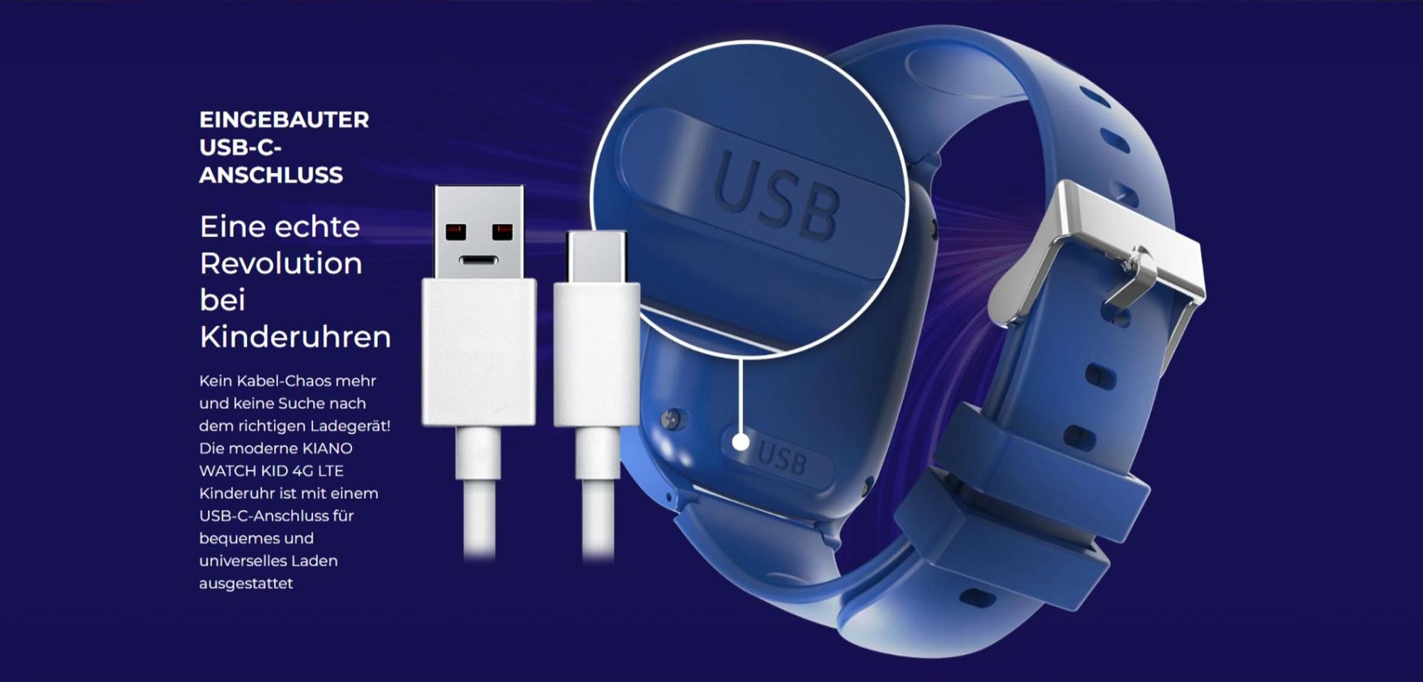 Smartwatch Kiano Watch KID 4G LTE Speed - Kinderuhr mit blauem Armband | Uhr mit Zifferblatt mit Märchenmotiven | GPS, AGPS, LBS, WIFI
