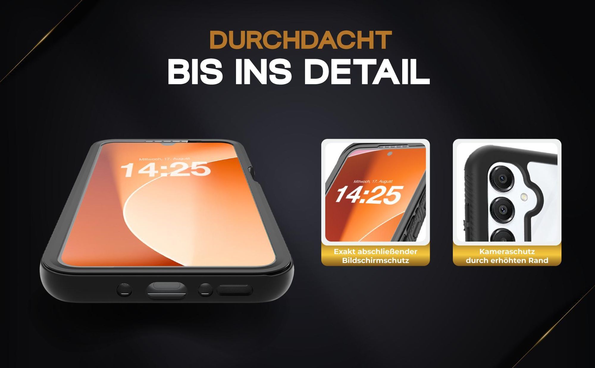 Schwarze 360 Grad Hülle für Samsung Galaxy A17 Front und Backcover