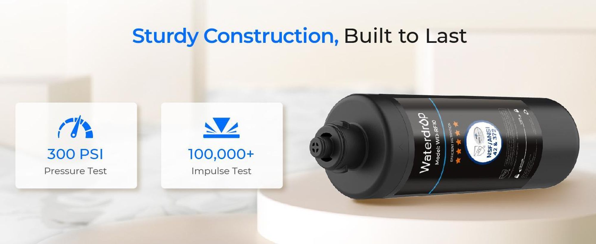Waterdrop 10UA Untertisch Wasserfiltersystem mit 2 WD-RF10,Direkter Verbinden mit Küchenhahn, Wasserfilter Trinkwasser, NSF/ANSI 42