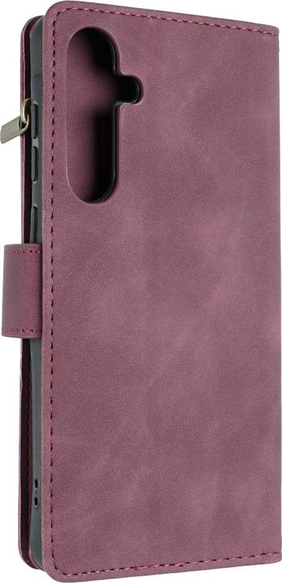 Premium caseroxx Handy-Portemonnaie für Samsung Galaxy A55 5G, Velours-Kunstleder, 6 Kartenfächer, Großes Münzfach mit Reißverschluss, Halterung, Magnetschlaufe, Anhängeschlaufe mit Karabiner Bild 3