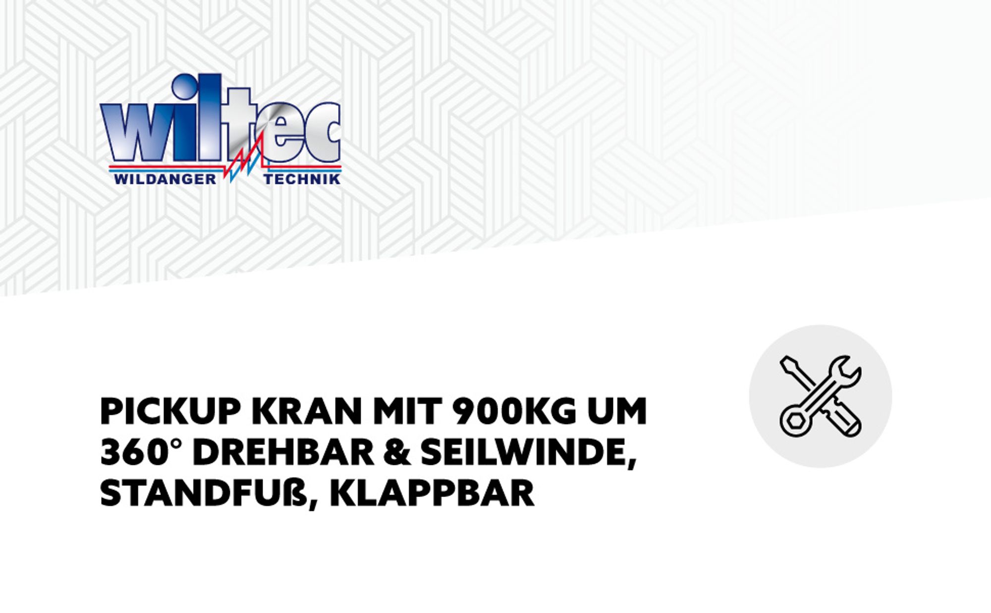 Wiltec Pickup Kran Ladekran 1800 mm Höhe, 900 kg Traglast und 360° Drehkranz, Seilwinde, massiver Standfuß zur Bodenmontage, Werkstattkran
