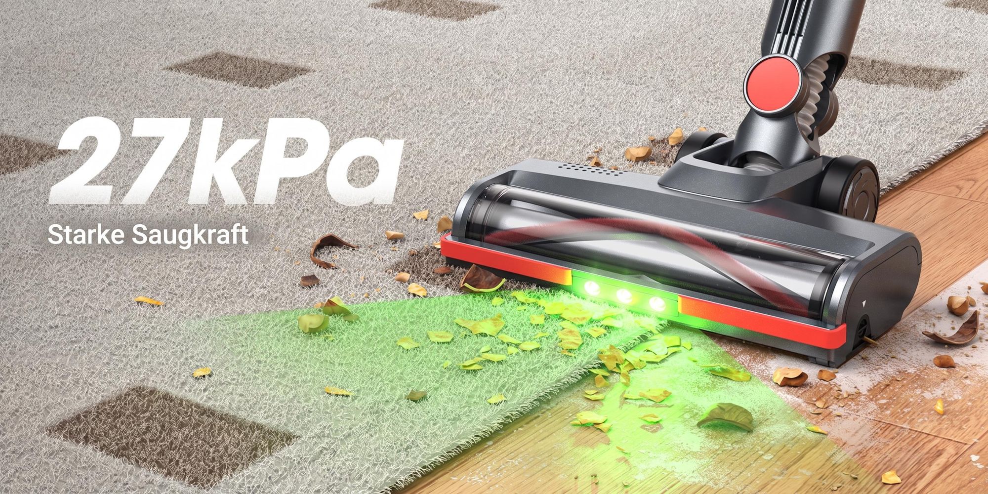 Lubluelu X1000 Akku Staubsauger 27000Pa Kabellos 60Min Laufzeit Automatische Staubaufnahme 6-Fach Filtersystem Anti-Haar-Verwicklung für Hartboden