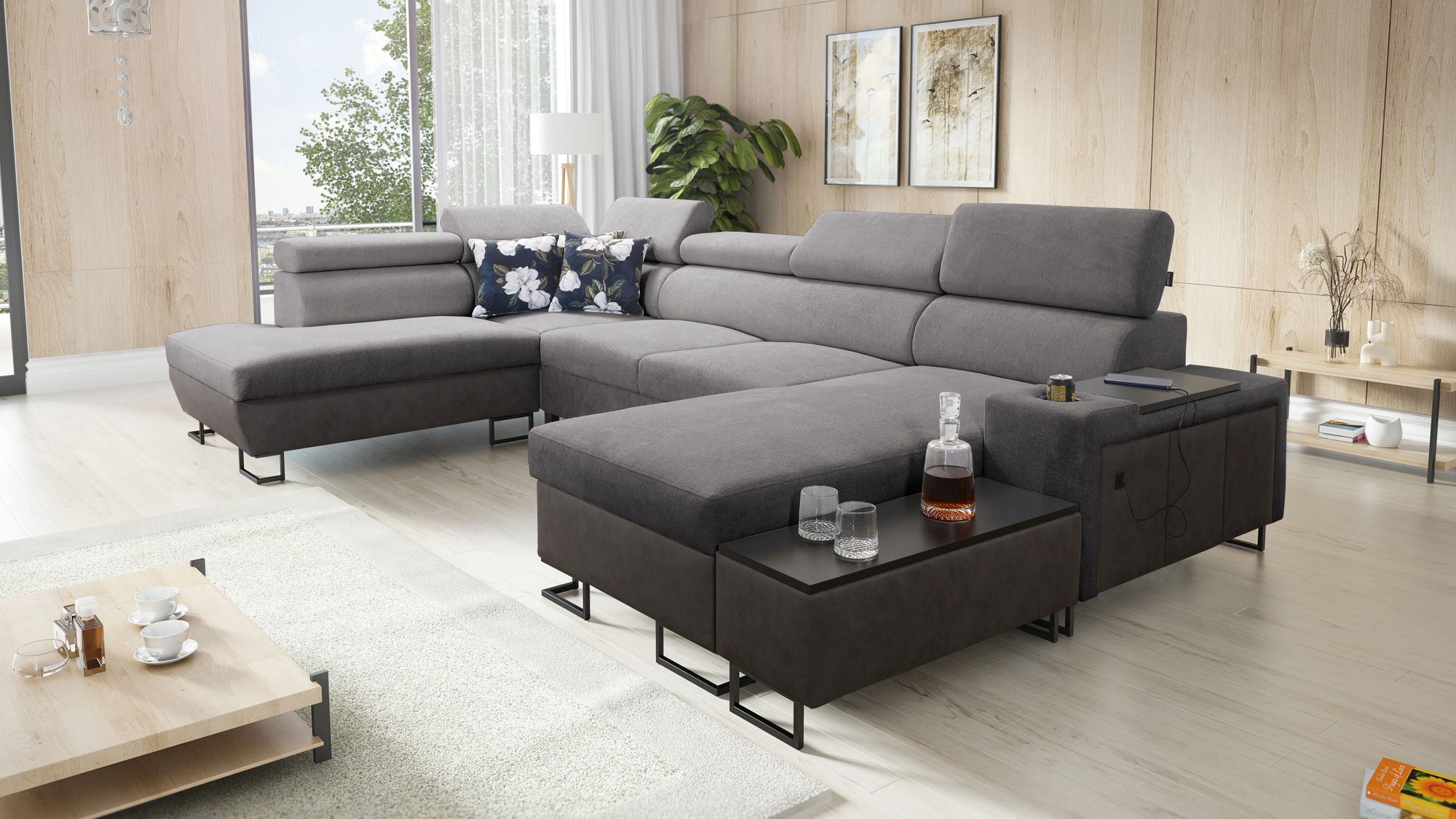 Eckcouch MELODIE VI GRAU FREYA 210.23 + TAURO 8207